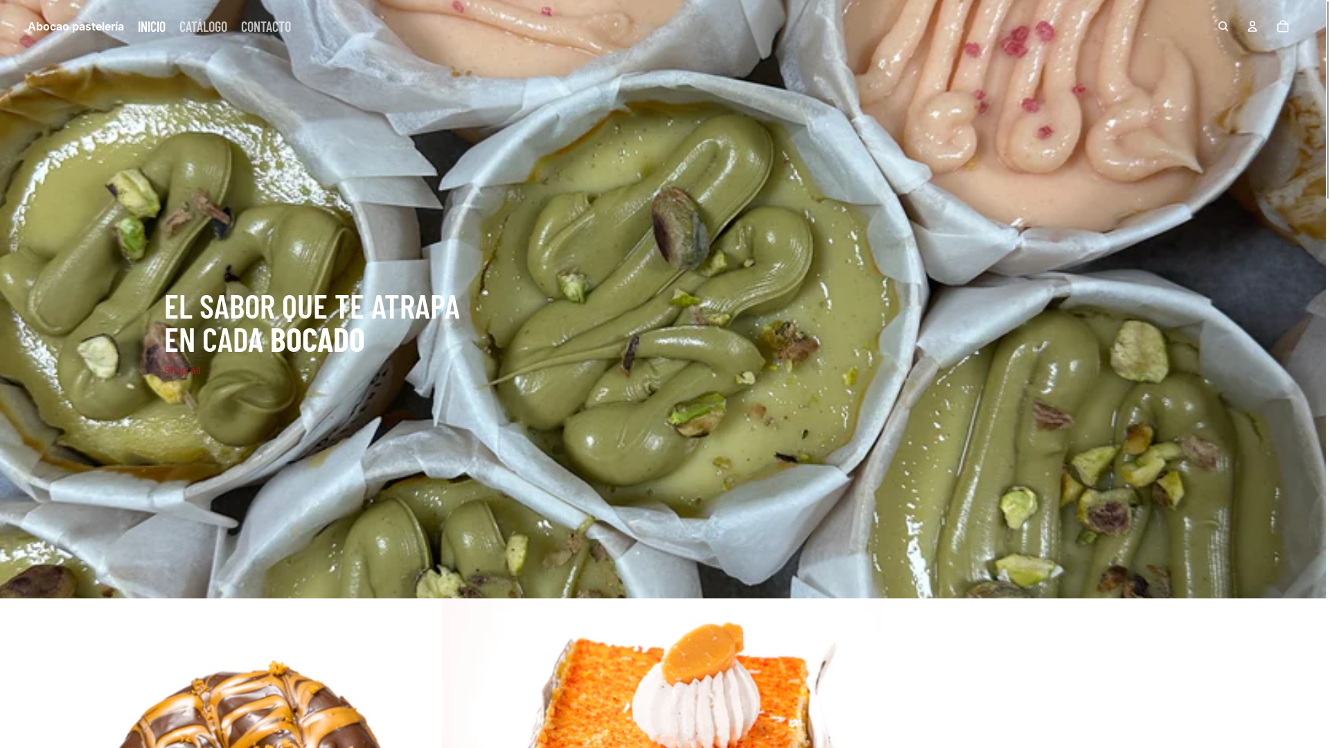 website screenshot of https://abocaopasteleria.com/