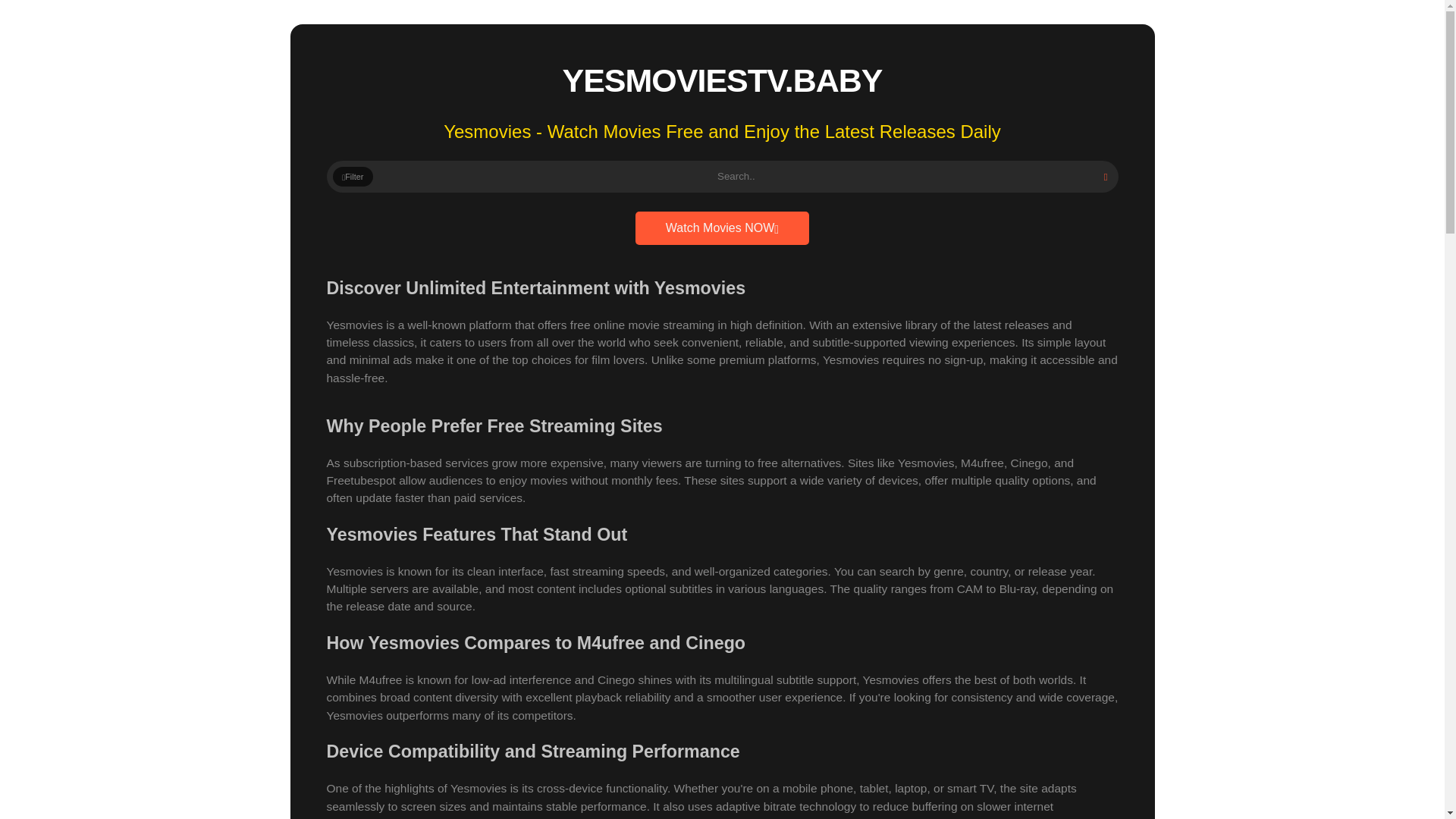 website screenshot of https://yesmoviestv.baby/