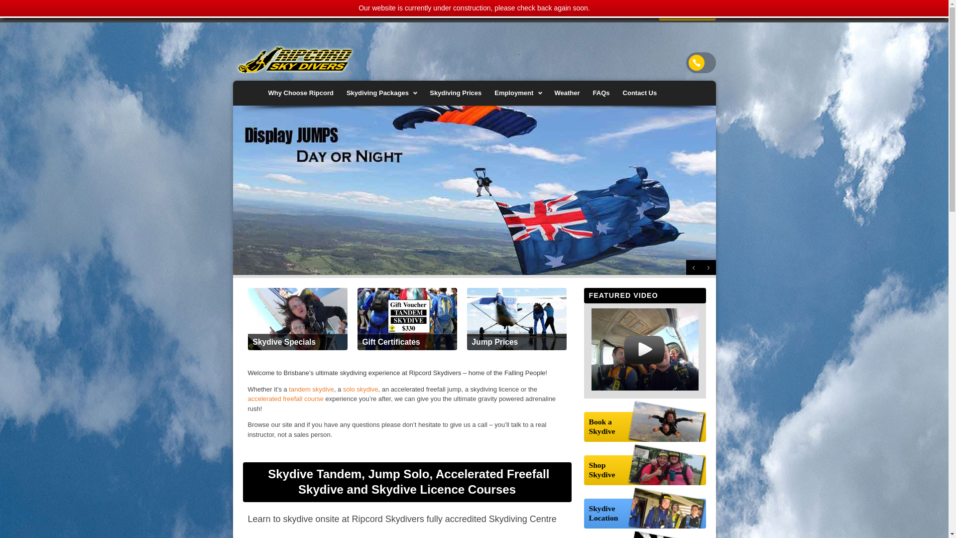 website screenshot of https://ripcord-skydivers.online/