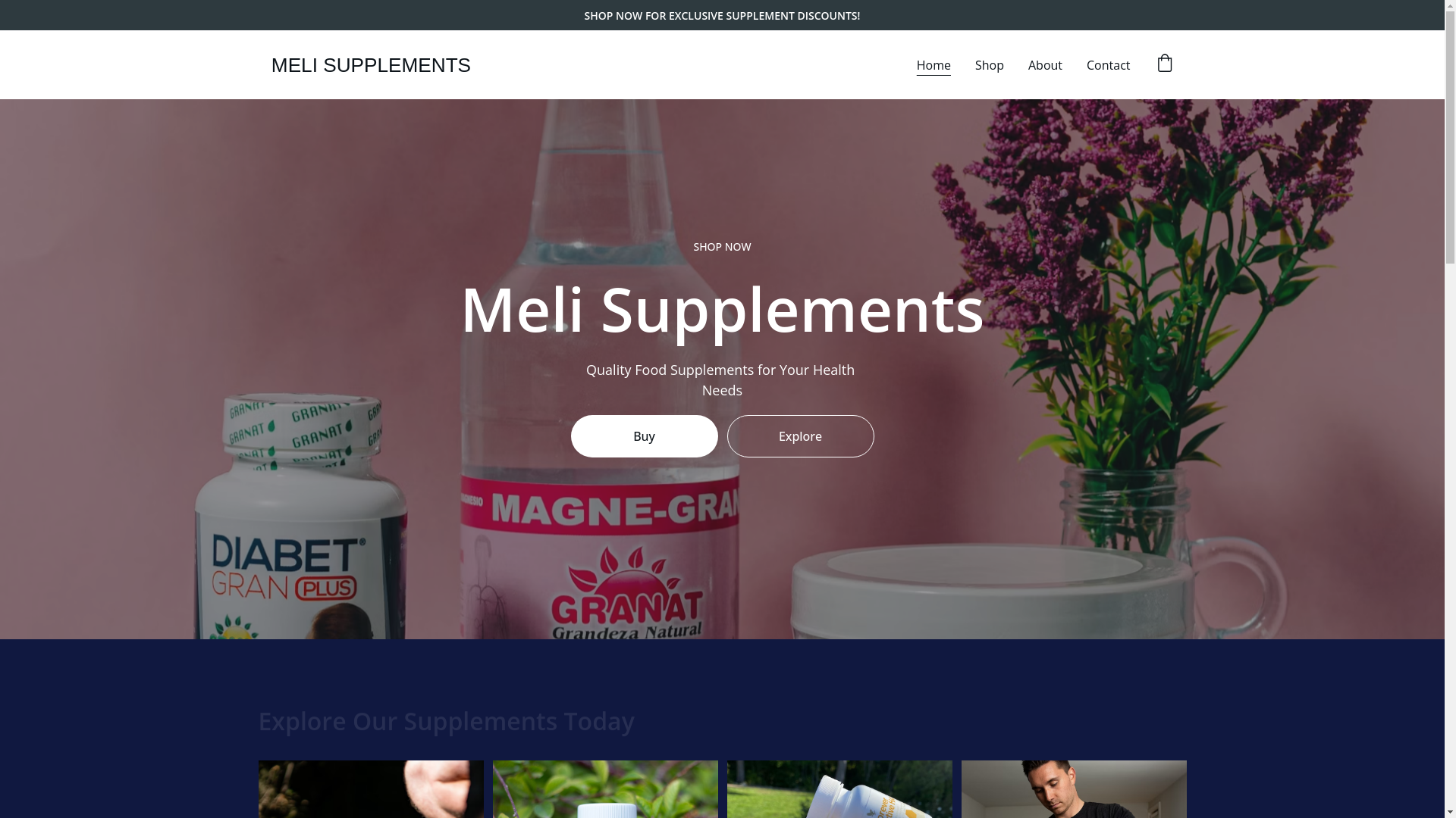 website screenshot of https://meli-supplements.com/