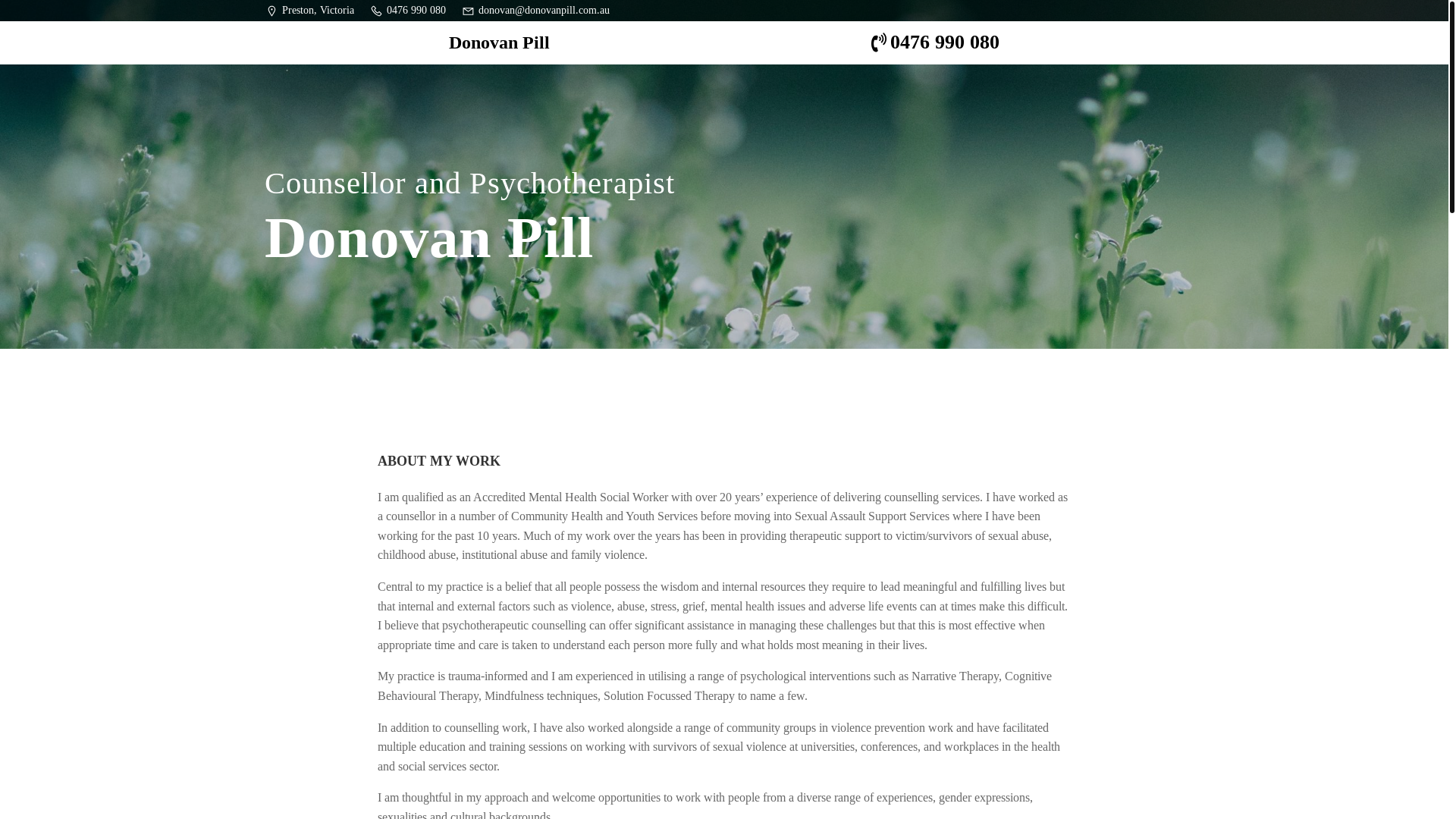 website screenshot of https://donovanweston.com.au/