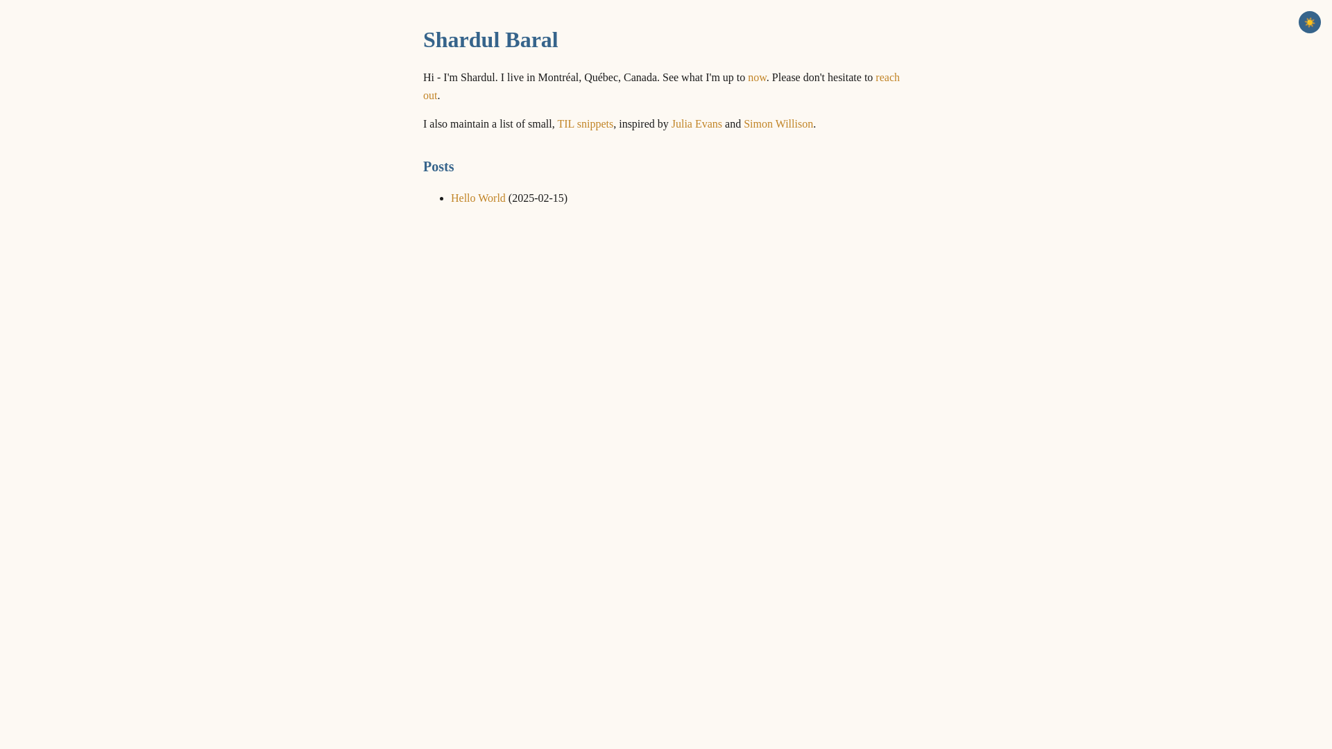 website screenshot of https://shardul-baral.pages.dev/