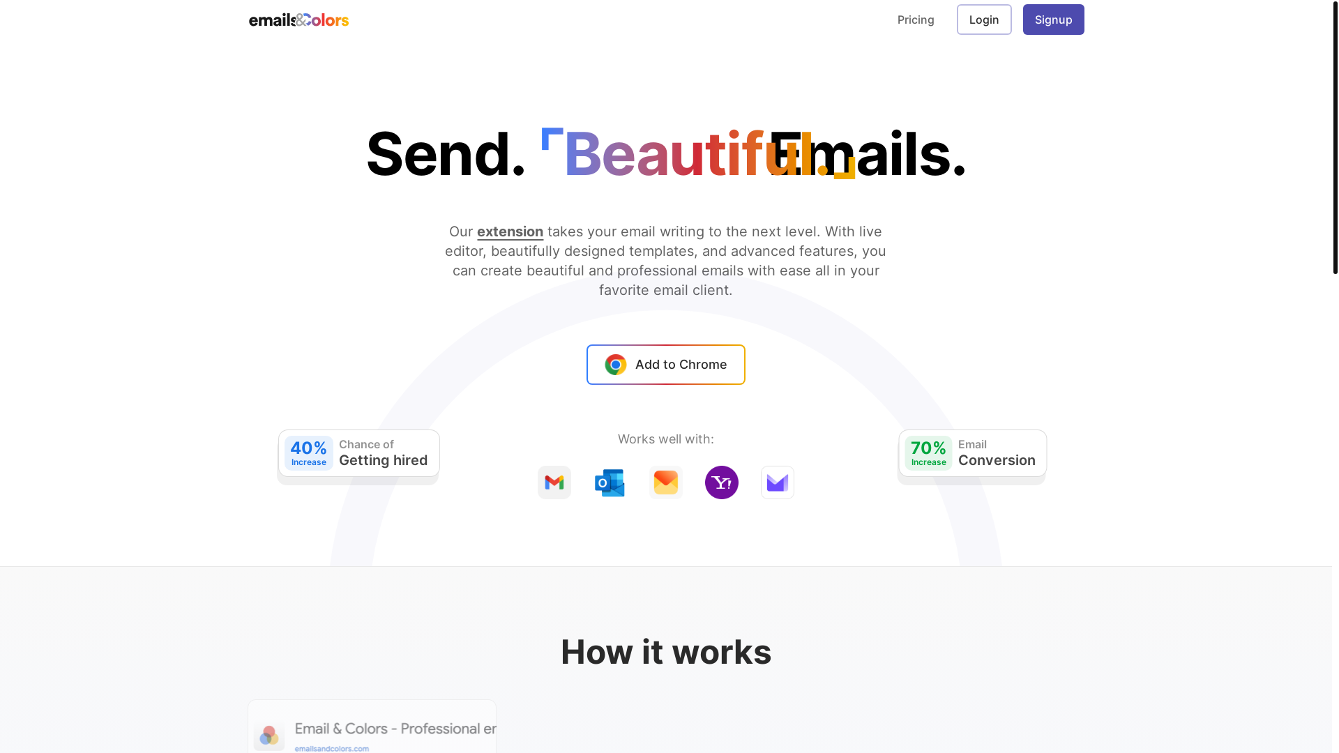 website screenshot of https://emailsandcolors-dev.pages.dev/