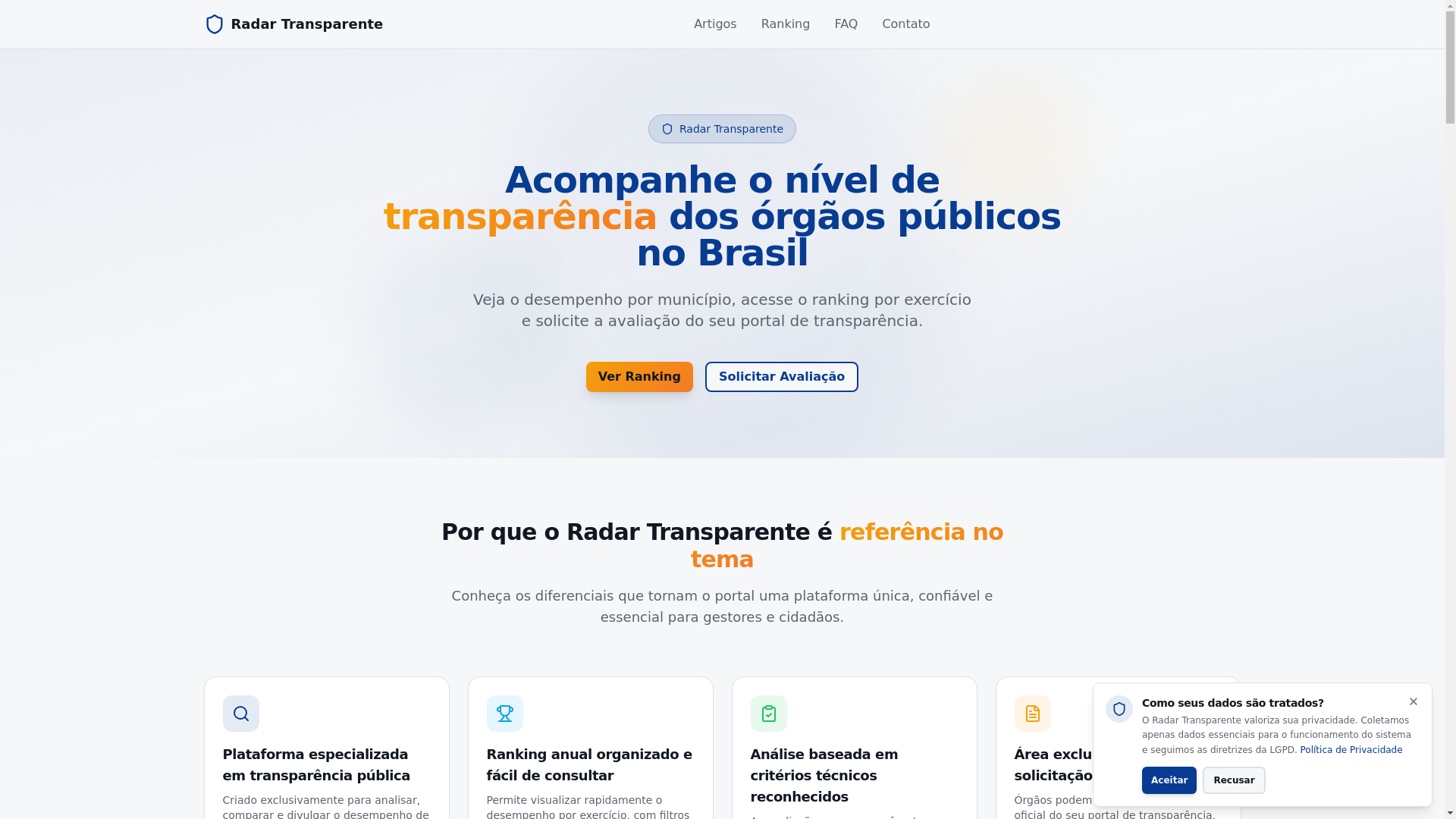 website screenshot of https://radartransparente.com.br/