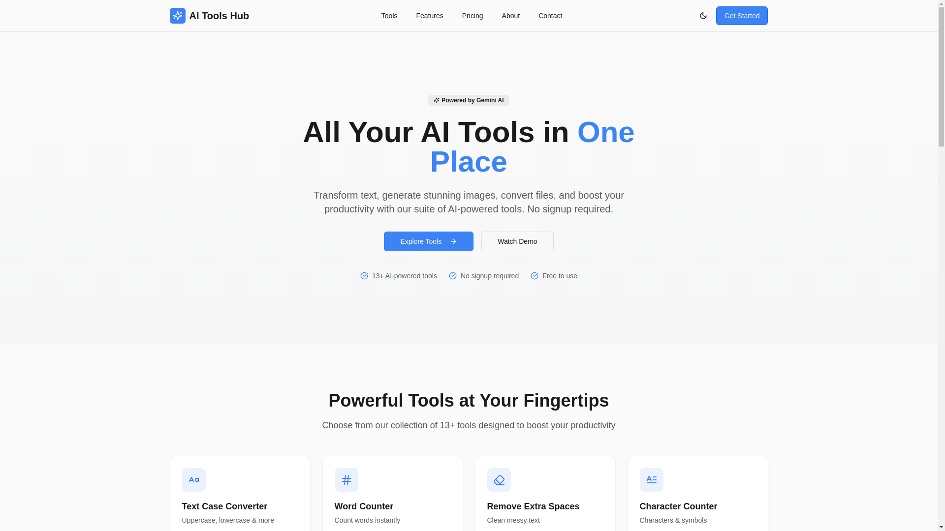 website screenshot of https://aitoolsh.com/