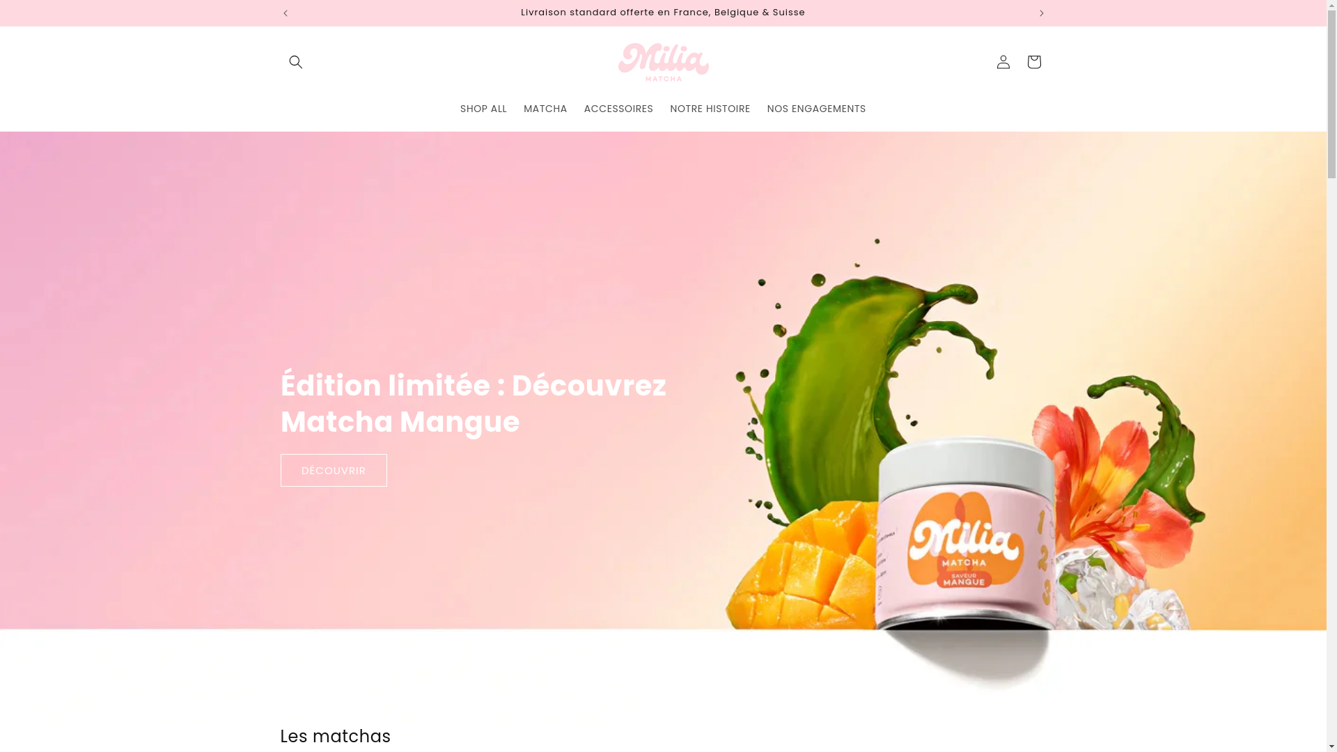 website screenshot of https://miliamatchafrance.shop/