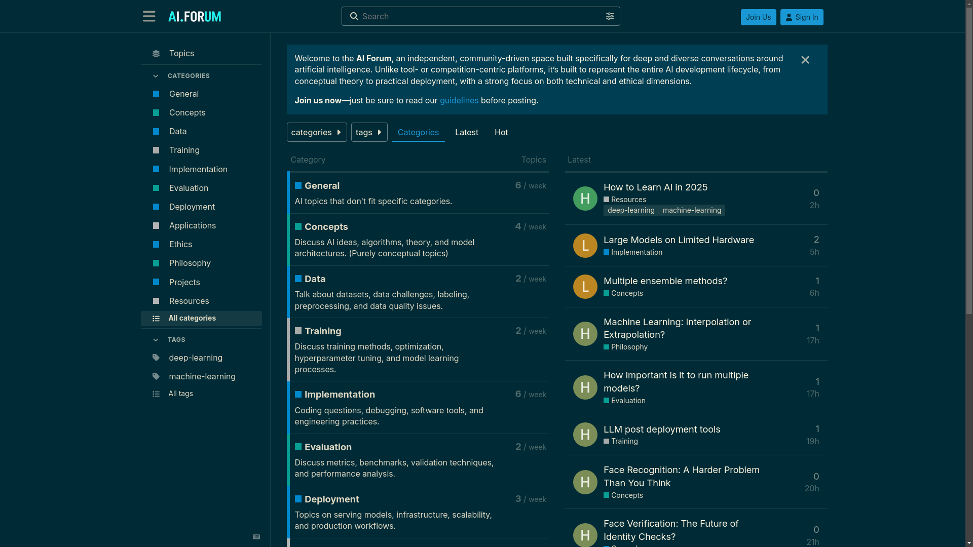 website screenshot of https://ai.forum/