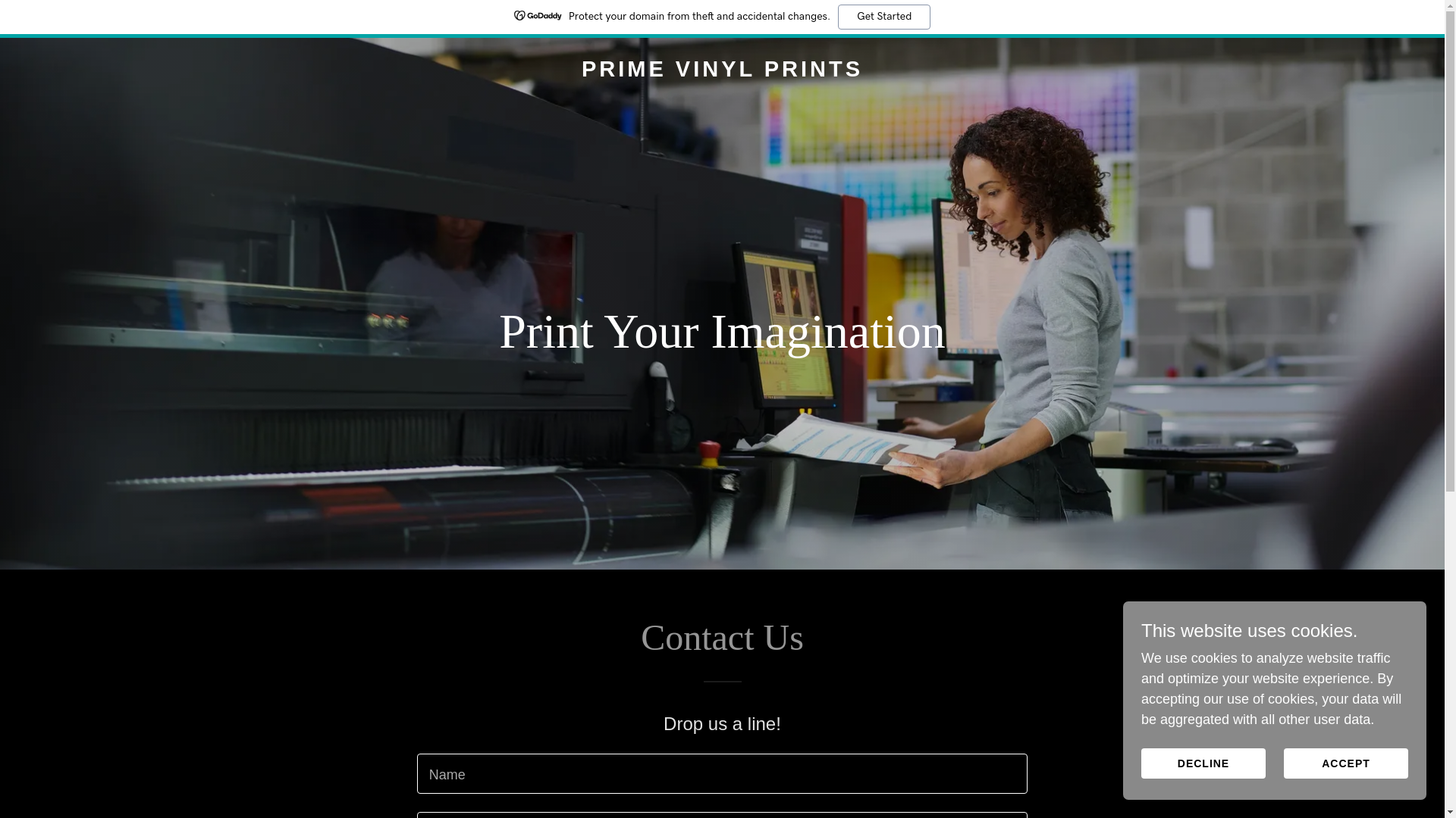 website screenshot of https://primevinylprints.co.uk/
