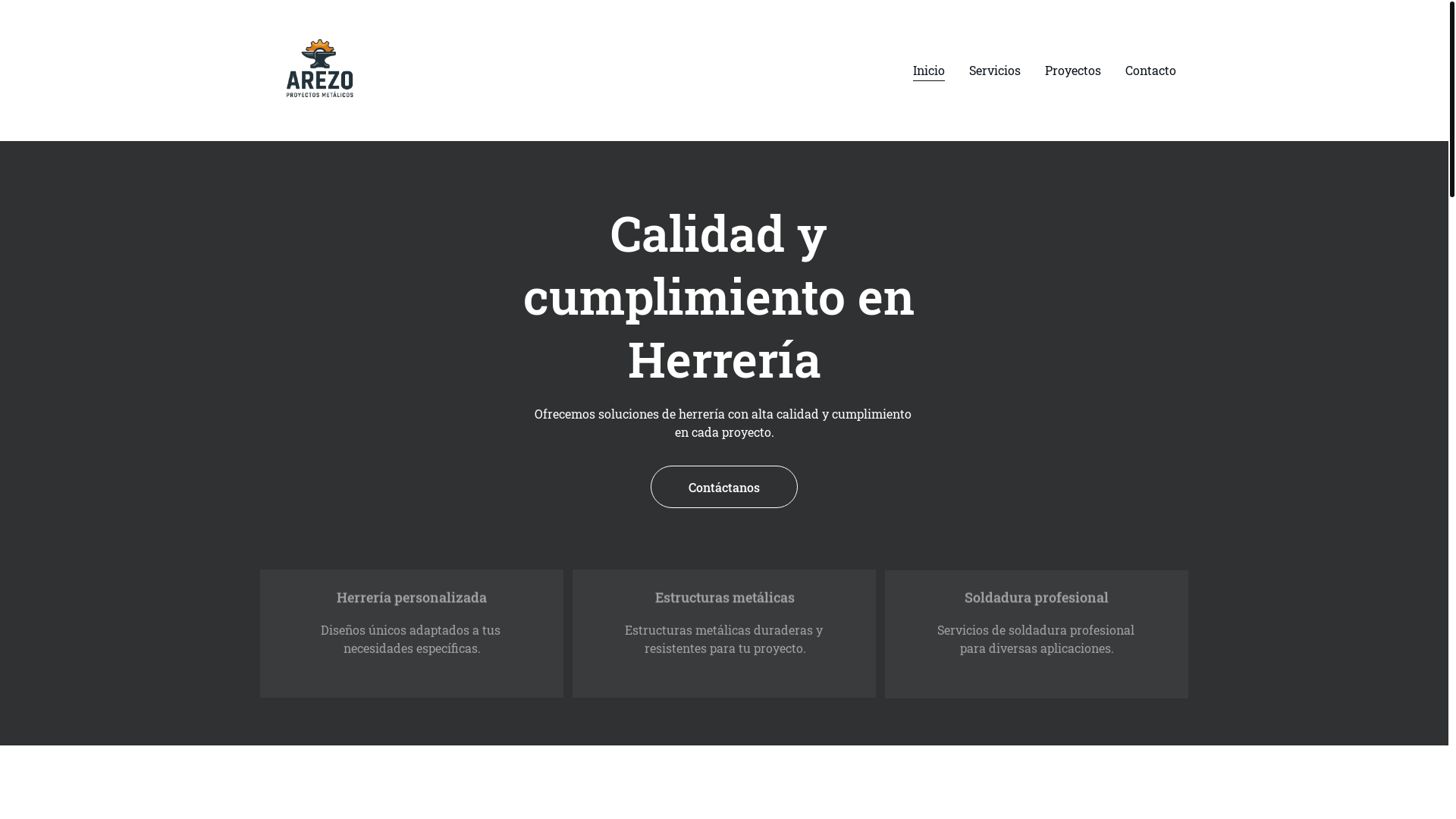 website screenshot of https://arezoproyectosmetalicos.com/