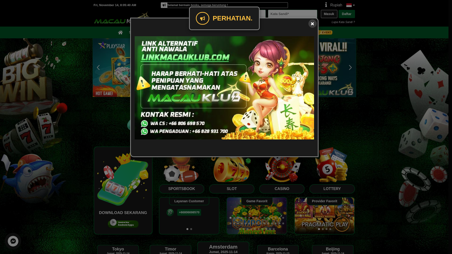 website screenshot of https://macauklubonline.vip/