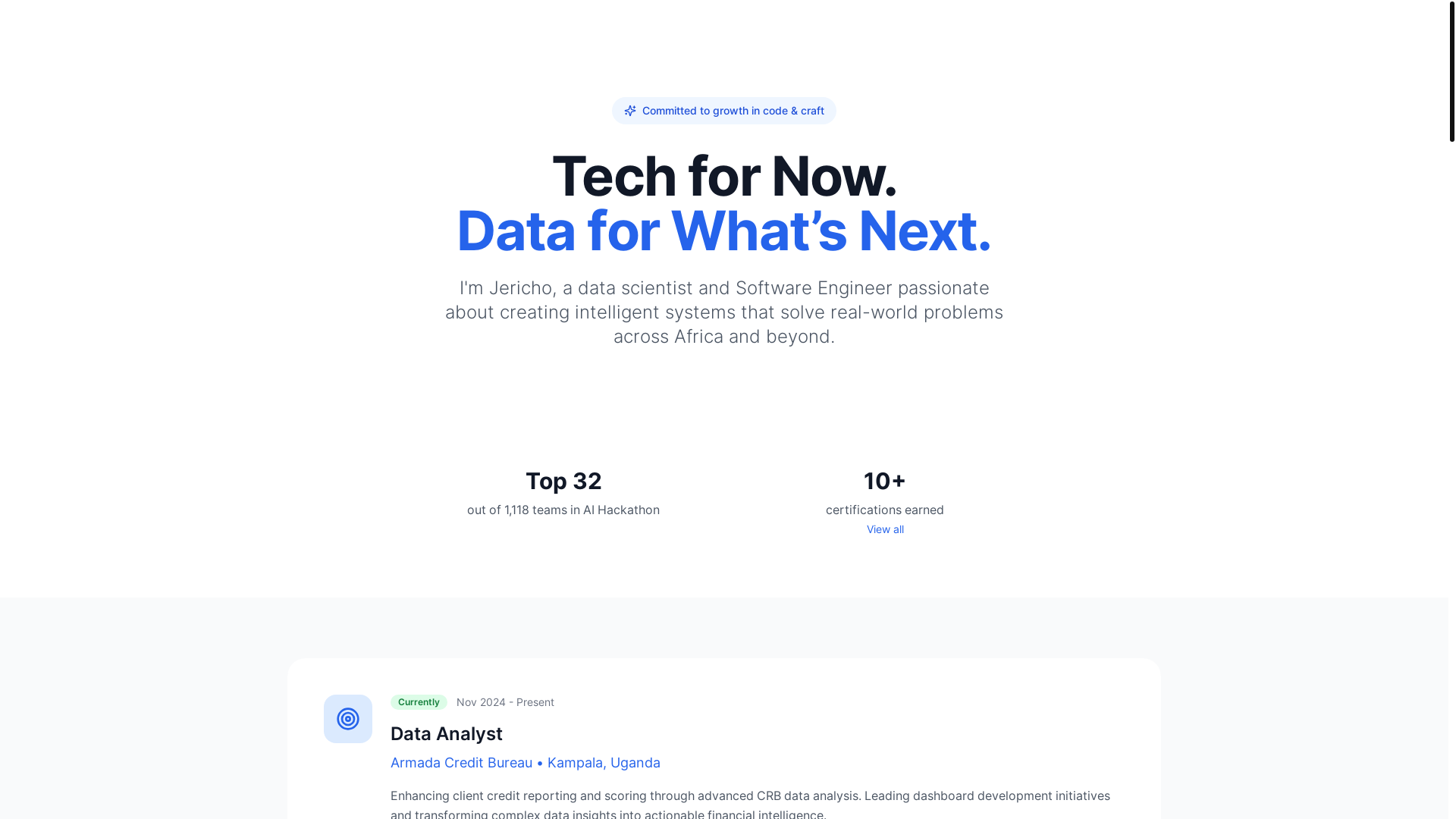 website screenshot of https://katendejericho.dev/