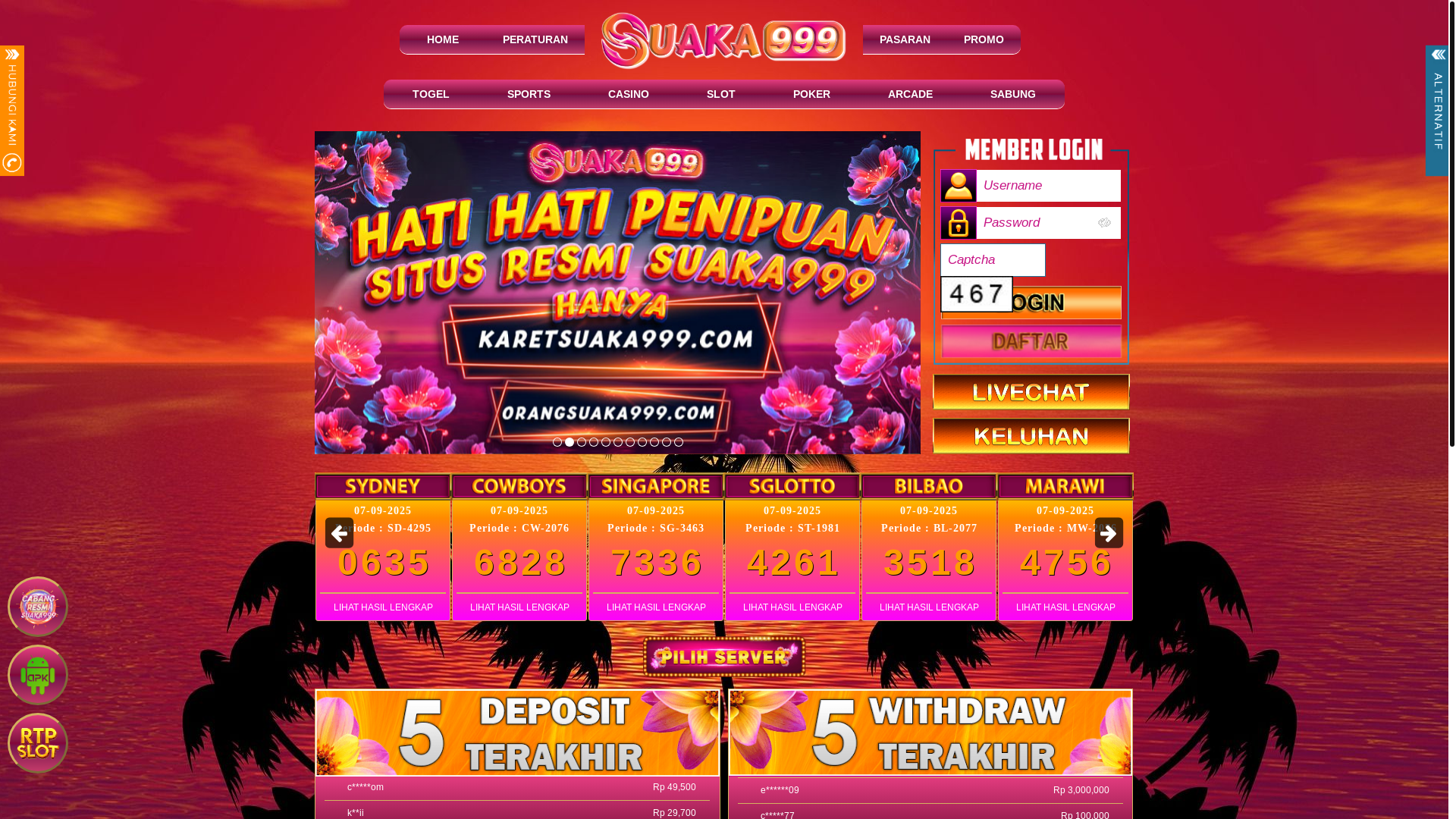 website screenshot of https://tanjungsuaka999.com/