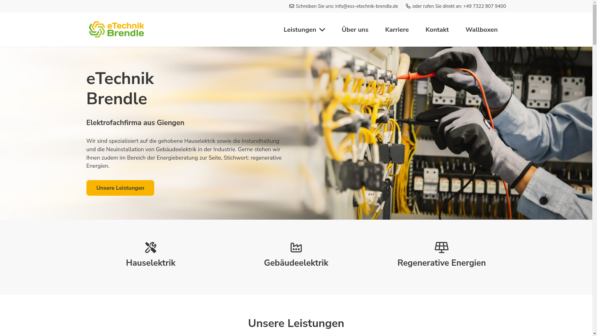 website screenshot of https://etechnik-brendle.de/