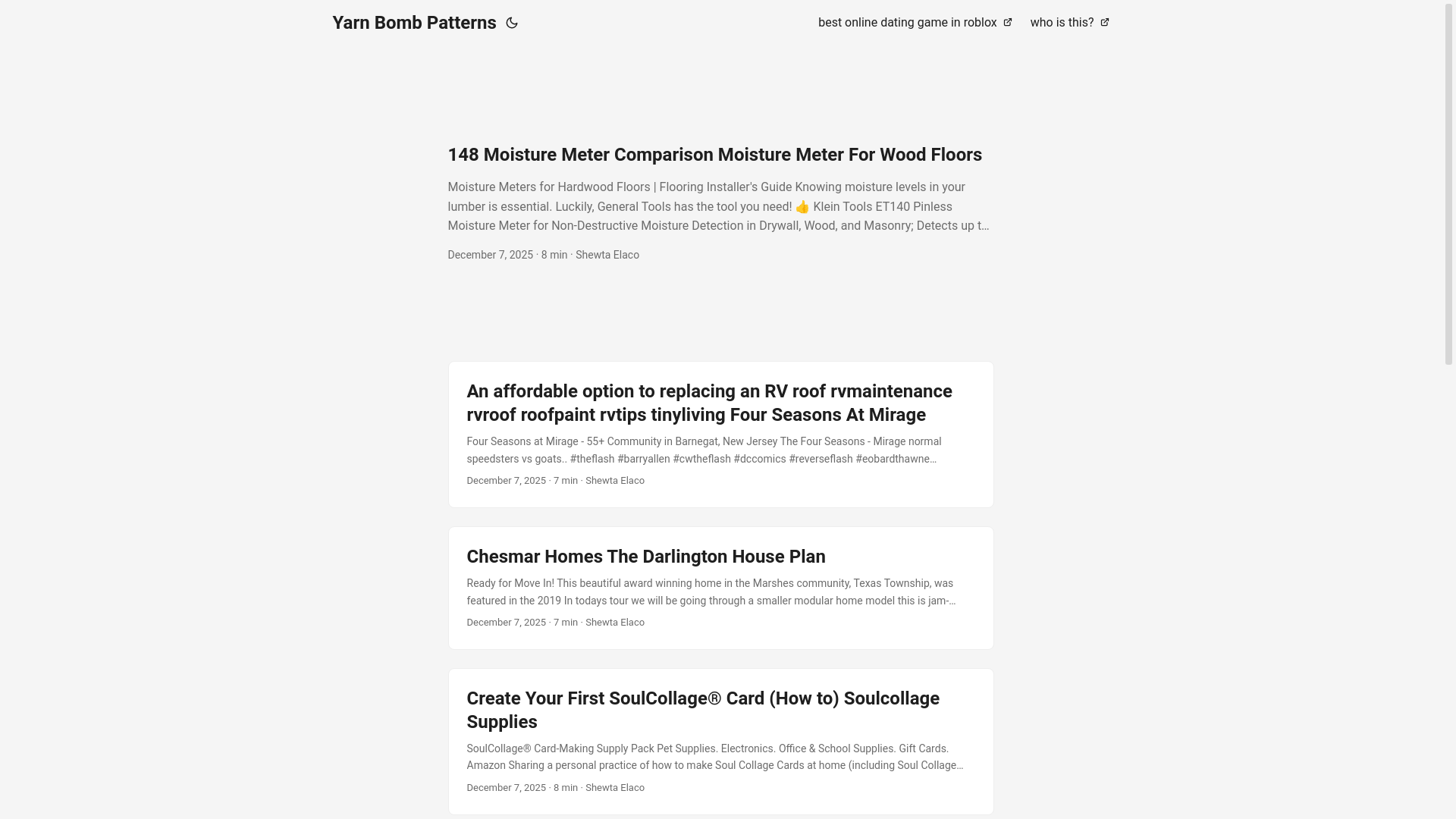 website screenshot of https://yarnbombpatterns.pages.dev/