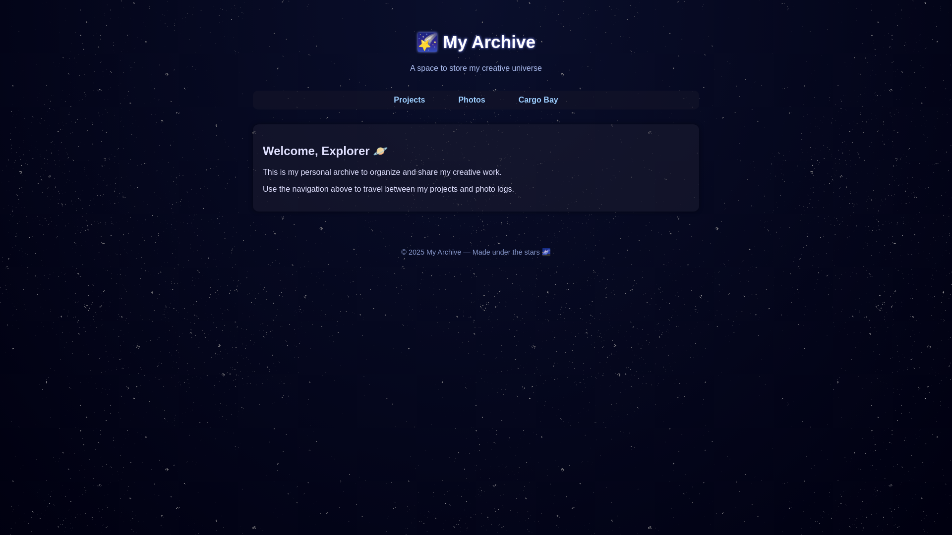 website screenshot of https://silentstararchive.space/