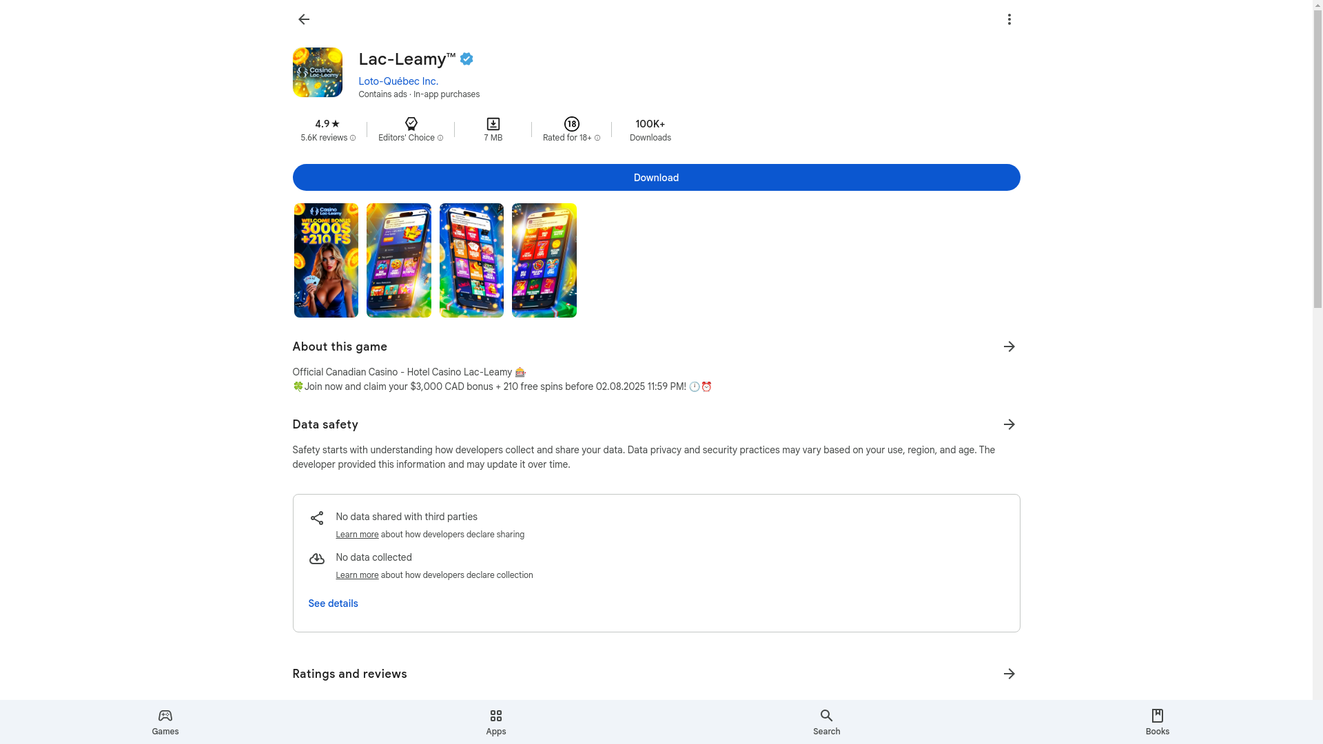 website screenshot of https://lac-leamy.online/