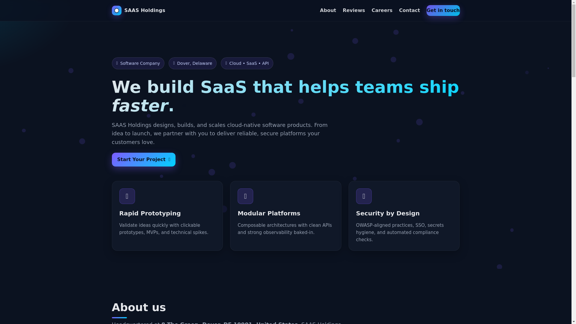 website screenshot of https://saasholdings.net/