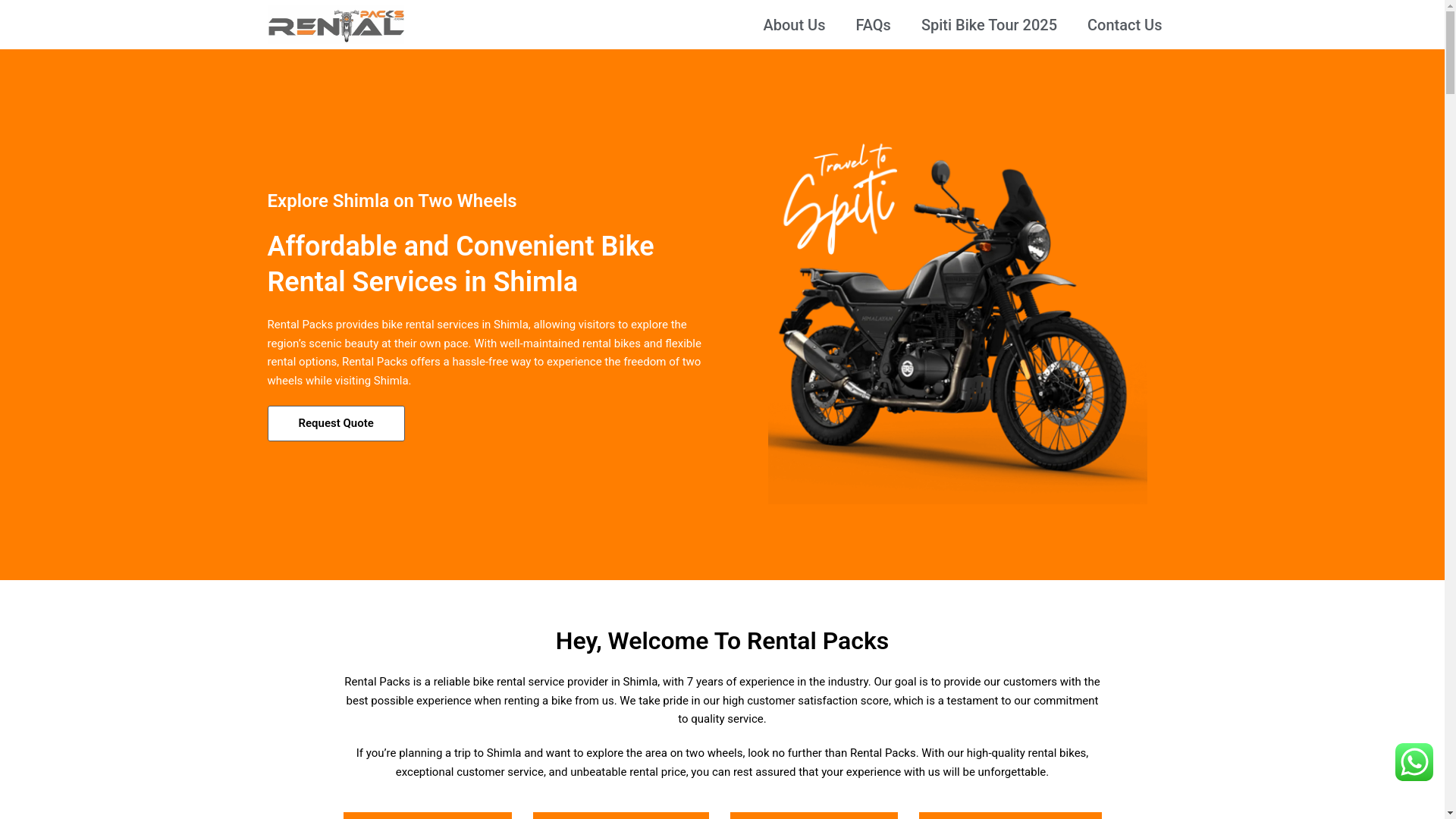website screenshot of https://rentalpacks.in/
