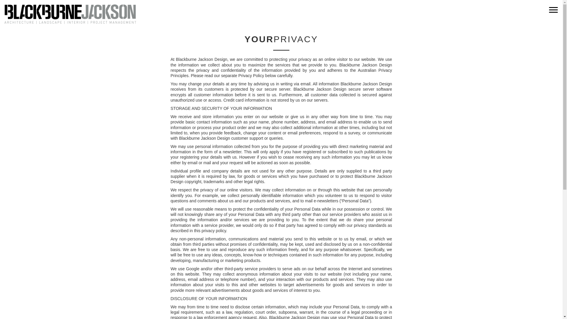 website screenshot of http://www.blackburnejackson.com.au/your-privacy/