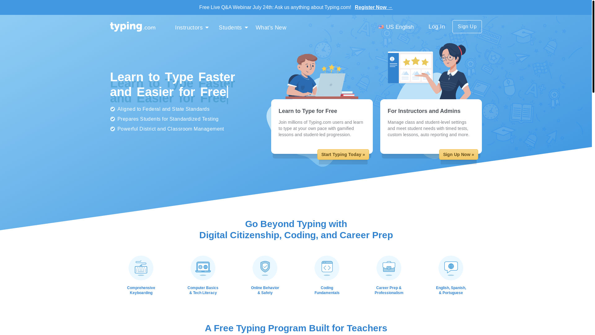 website screenshot of https://typing.com/
