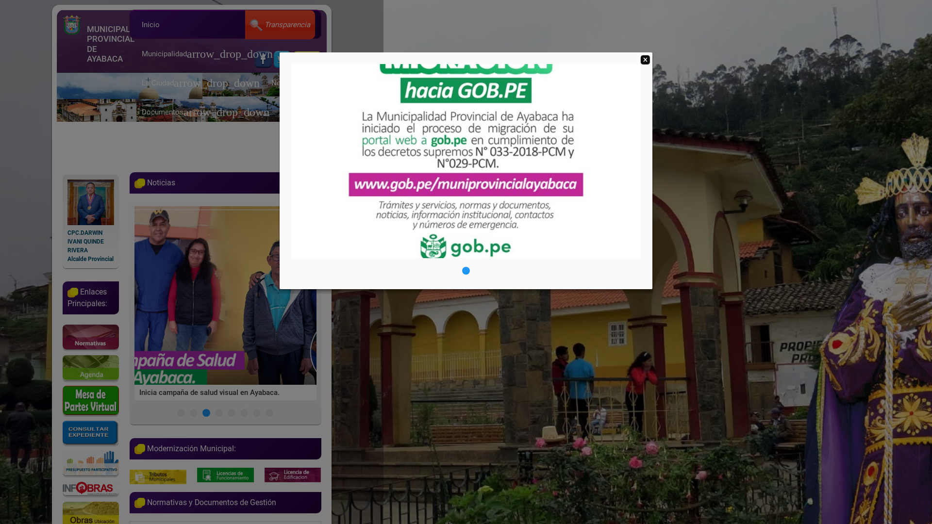 website screenshot of https://www.muniayabaca.gob.pe