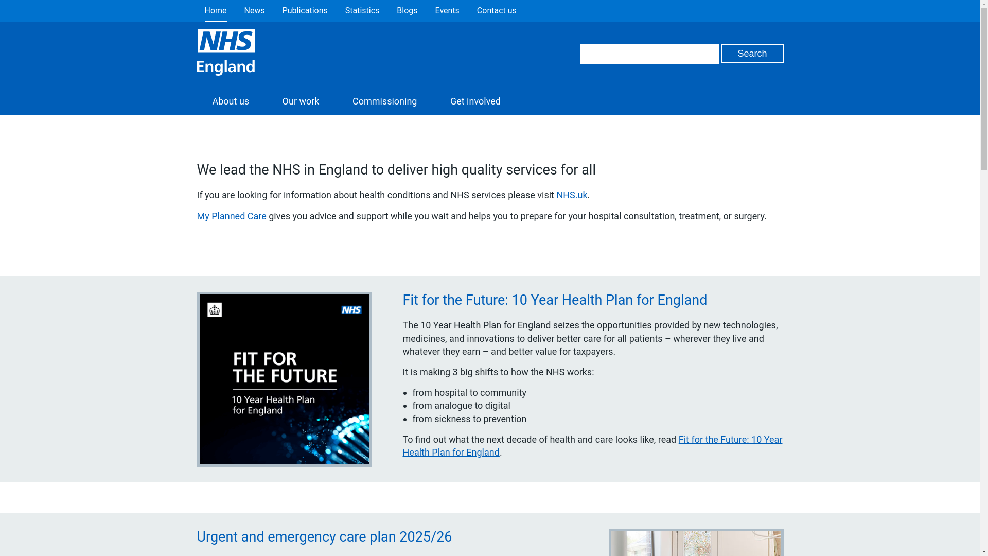website screenshot of http://www.england.nhs.uk/