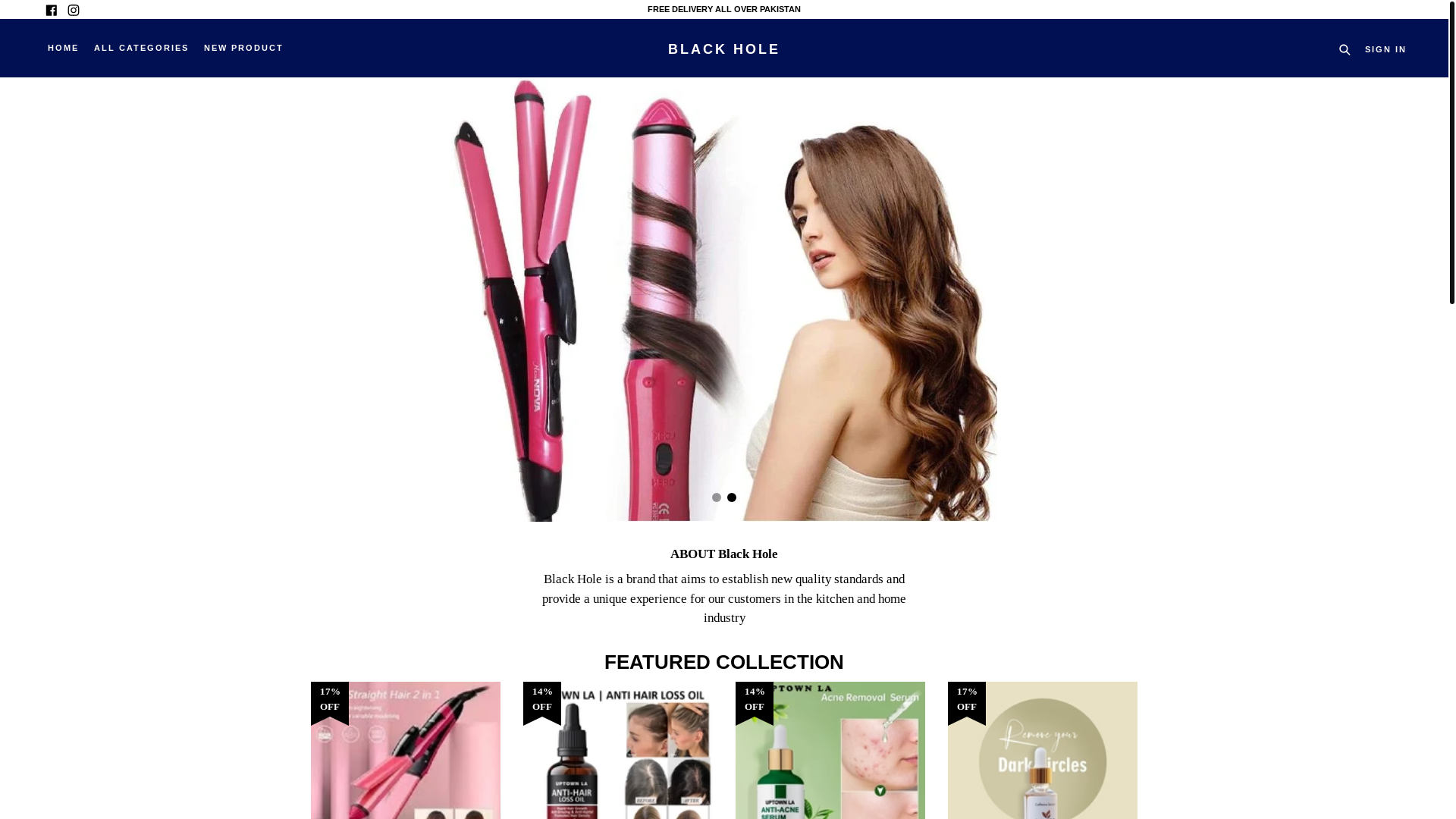 website screenshot of https://blackholepk.store/