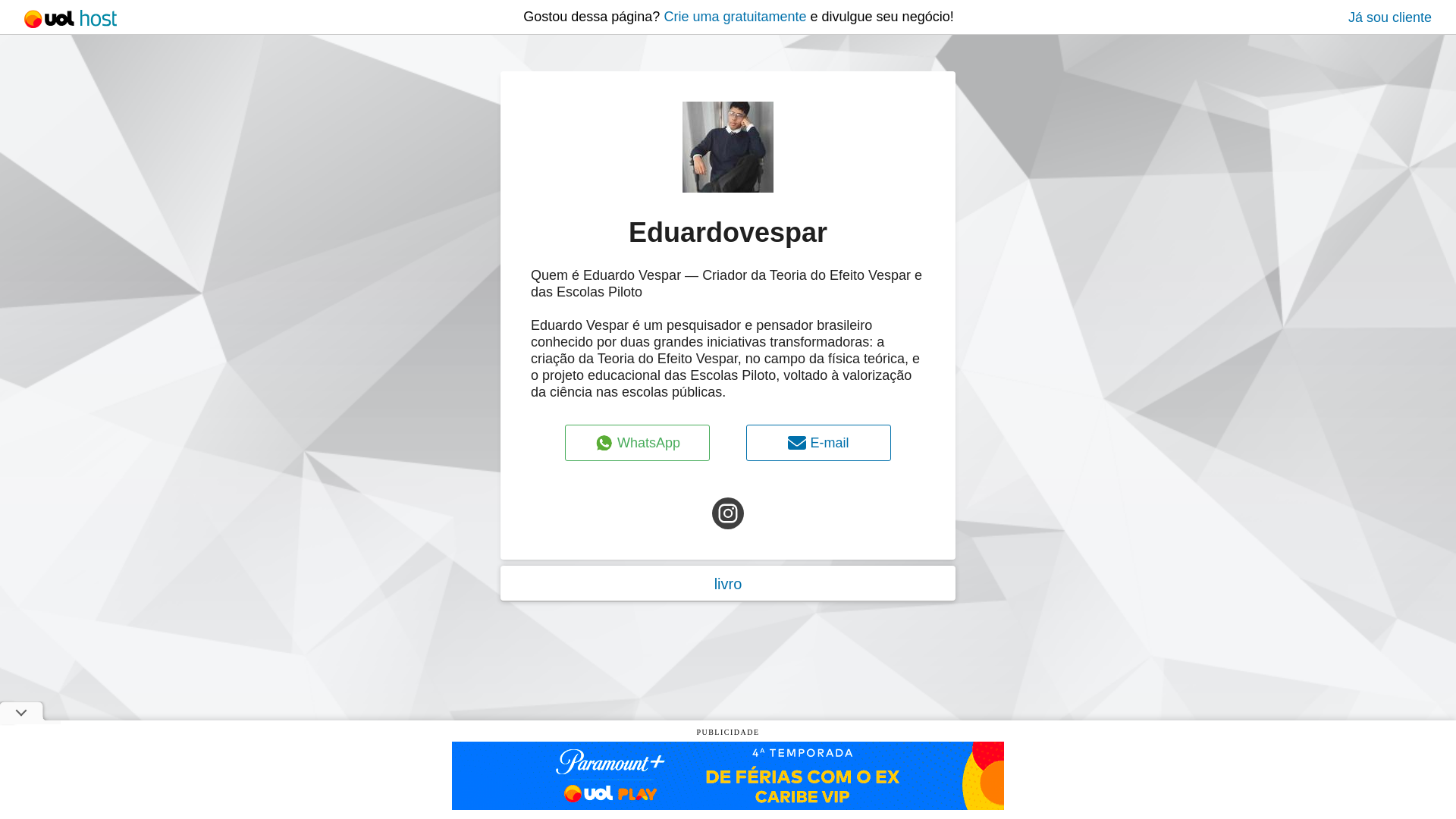 website screenshot of https://eduardovesparoficial.online/