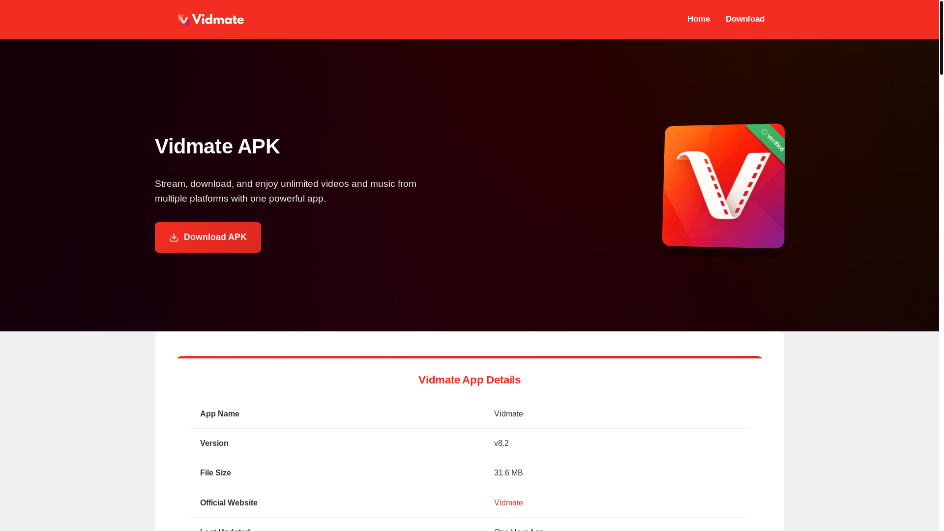 website screenshot of https://vid-mate-app.com/