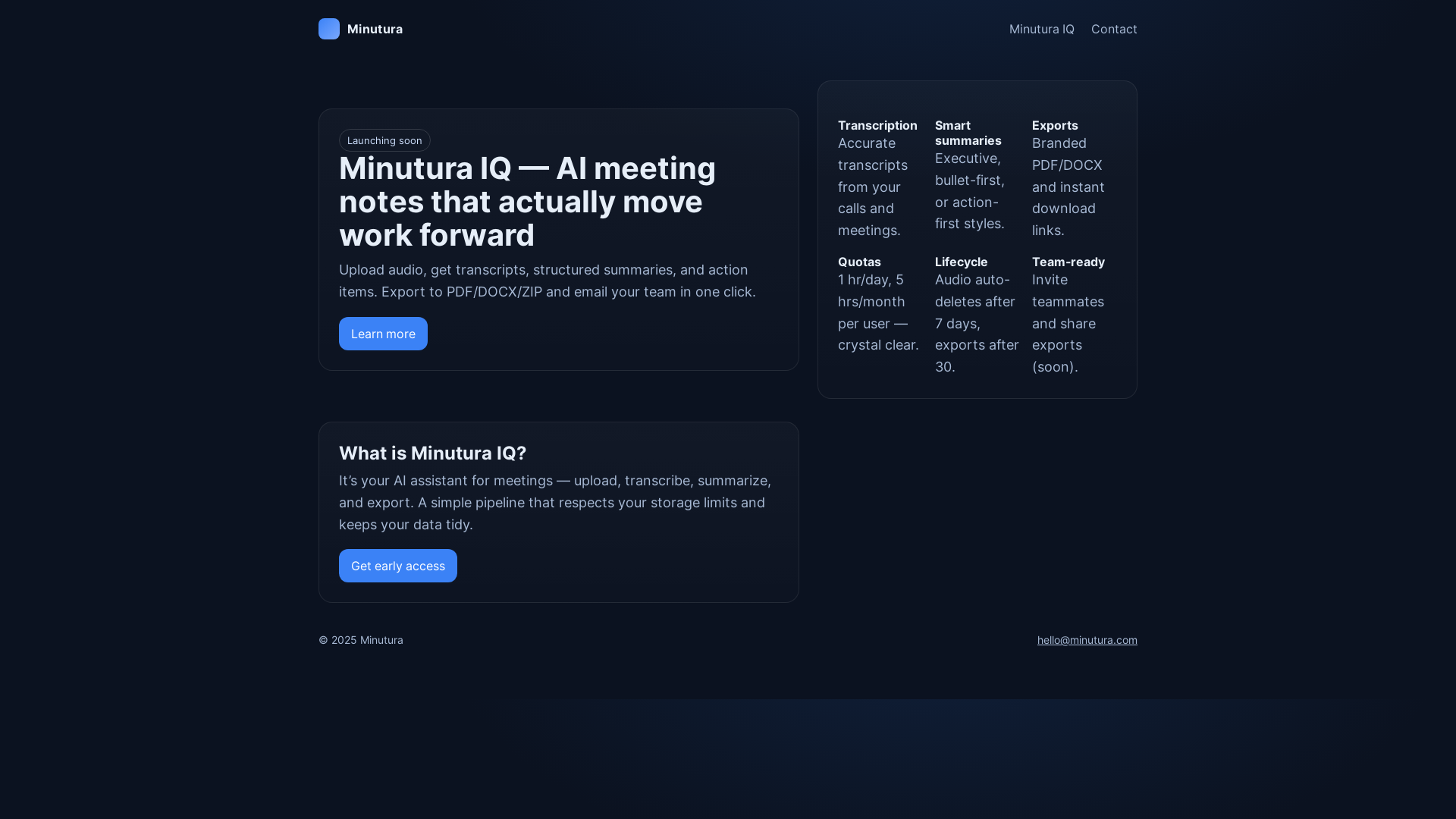 website screenshot of https://minutura.com/