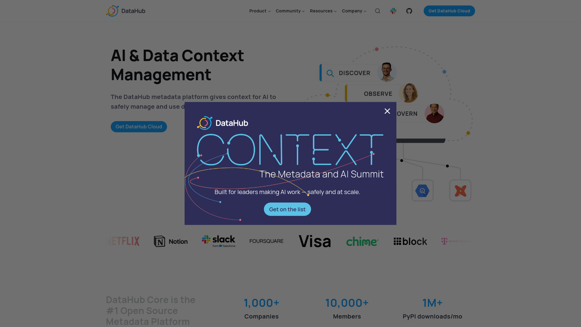 website screenshot of https://usedatahubplatform.com/