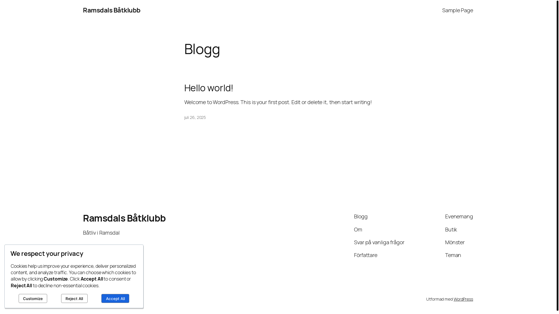 website screenshot of https://ramsdalsbatklubb.se/