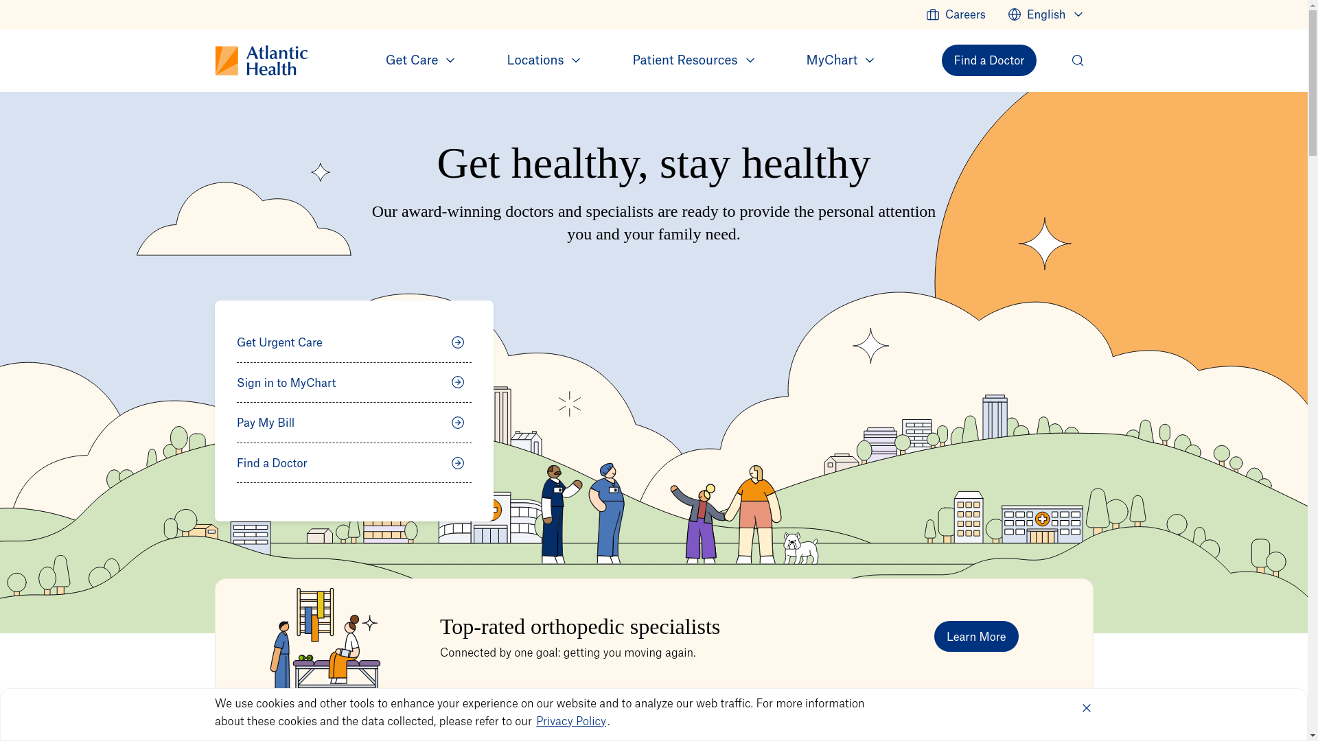 website screenshot of https://atlantichealth.org/