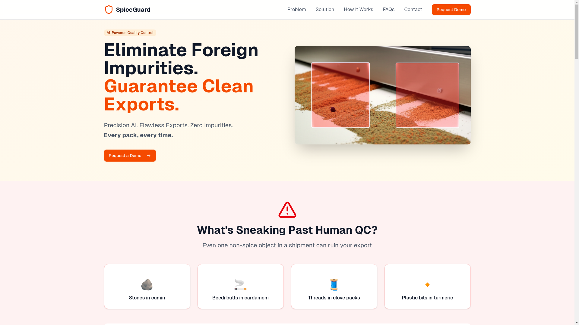 website screenshot of https://spiceguard.in/