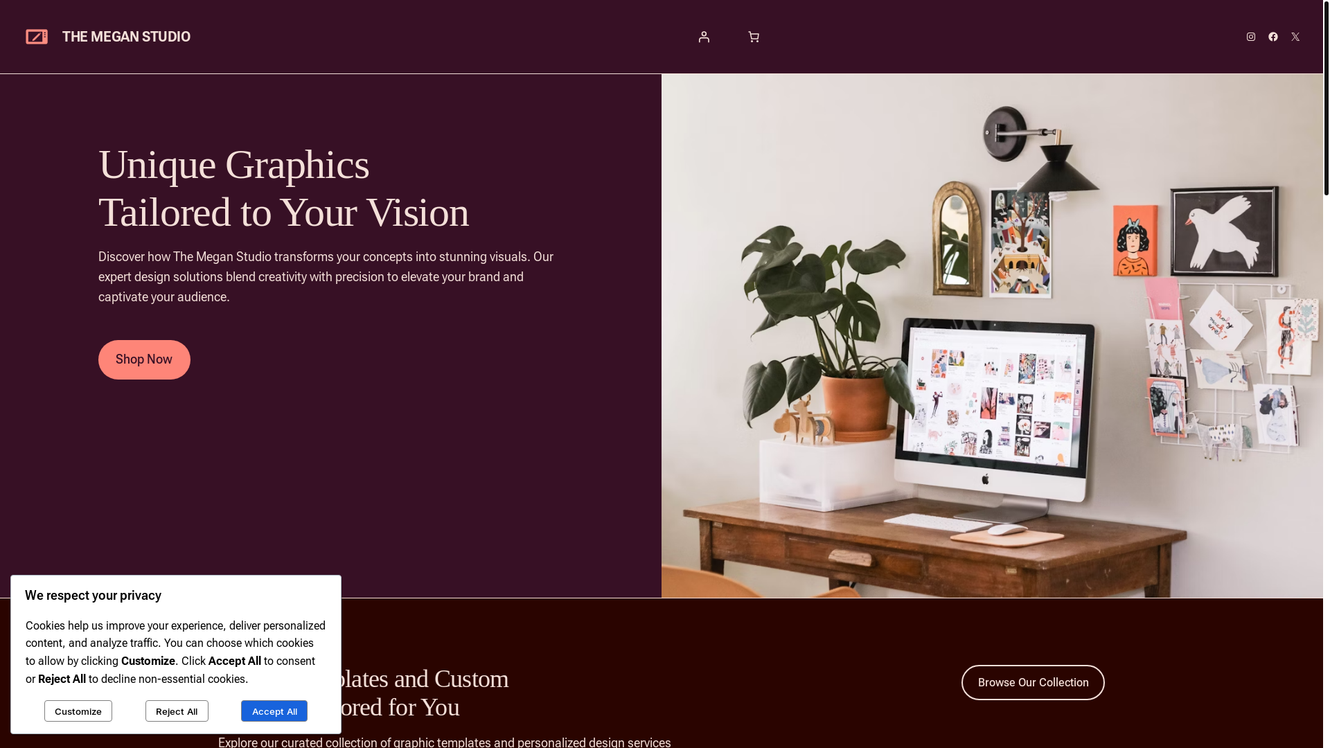 website screenshot of https://themeganstudio.com/