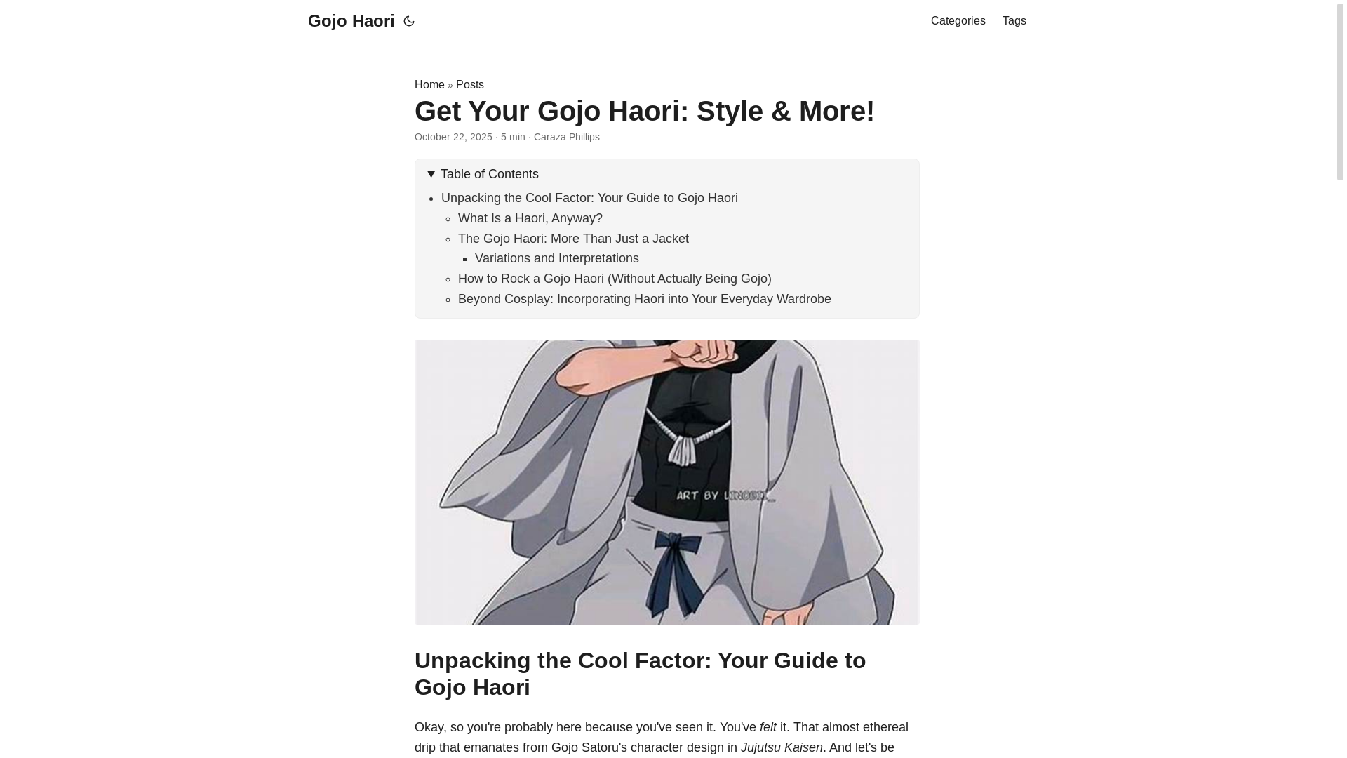 website screenshot of https://gojo-haori.pages.dev/