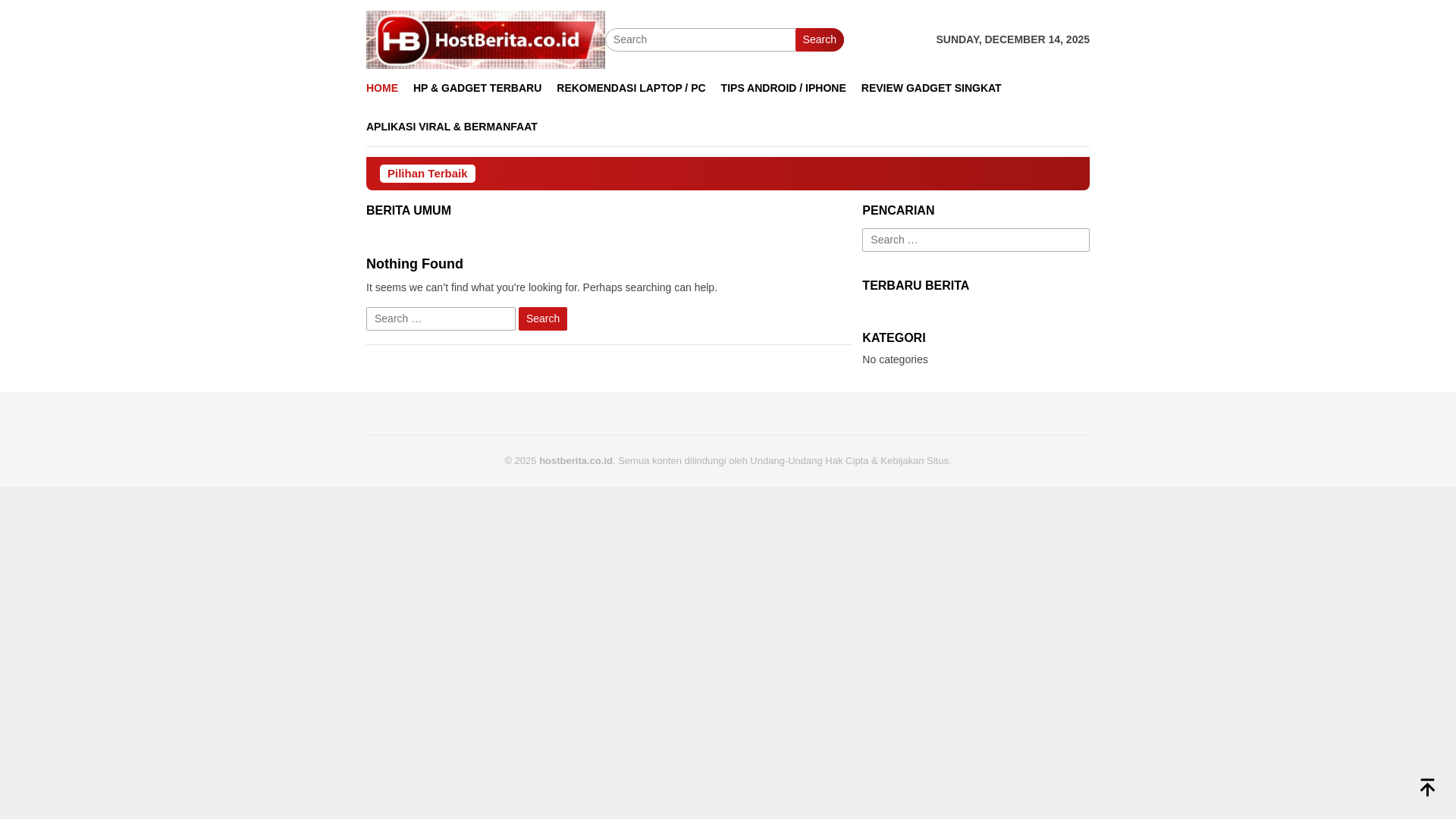 website screenshot of https://hostberita.co.id/