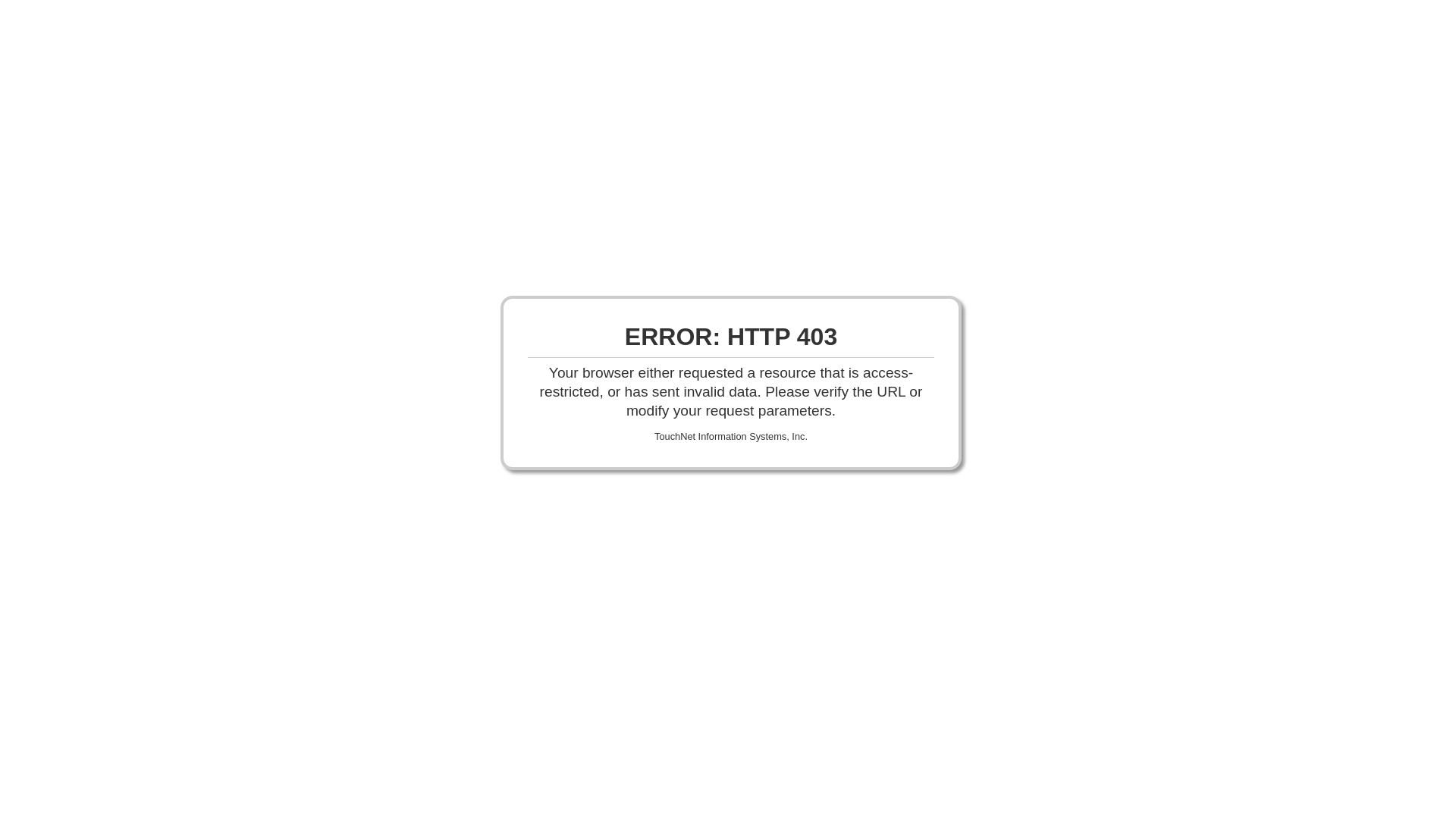 website screenshot of https://secure.touchnet.net