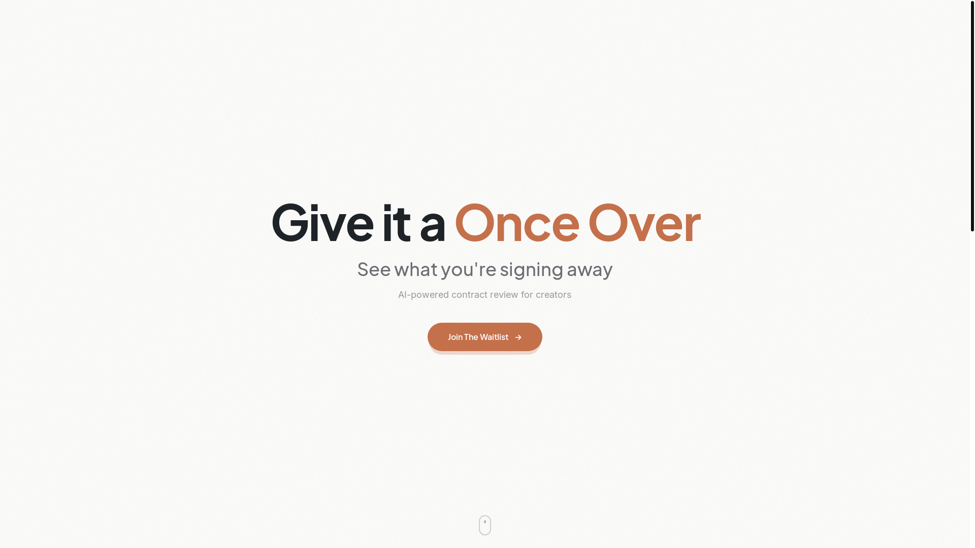 website screenshot of https://getonceover.com/