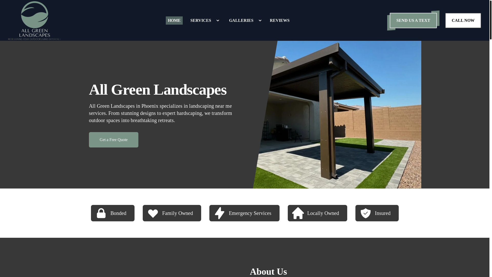 website screenshot of https://aglandscapesaz.com/
