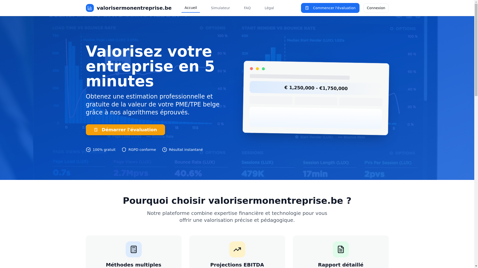 website screenshot of https://valorisermonentreprise.be/
