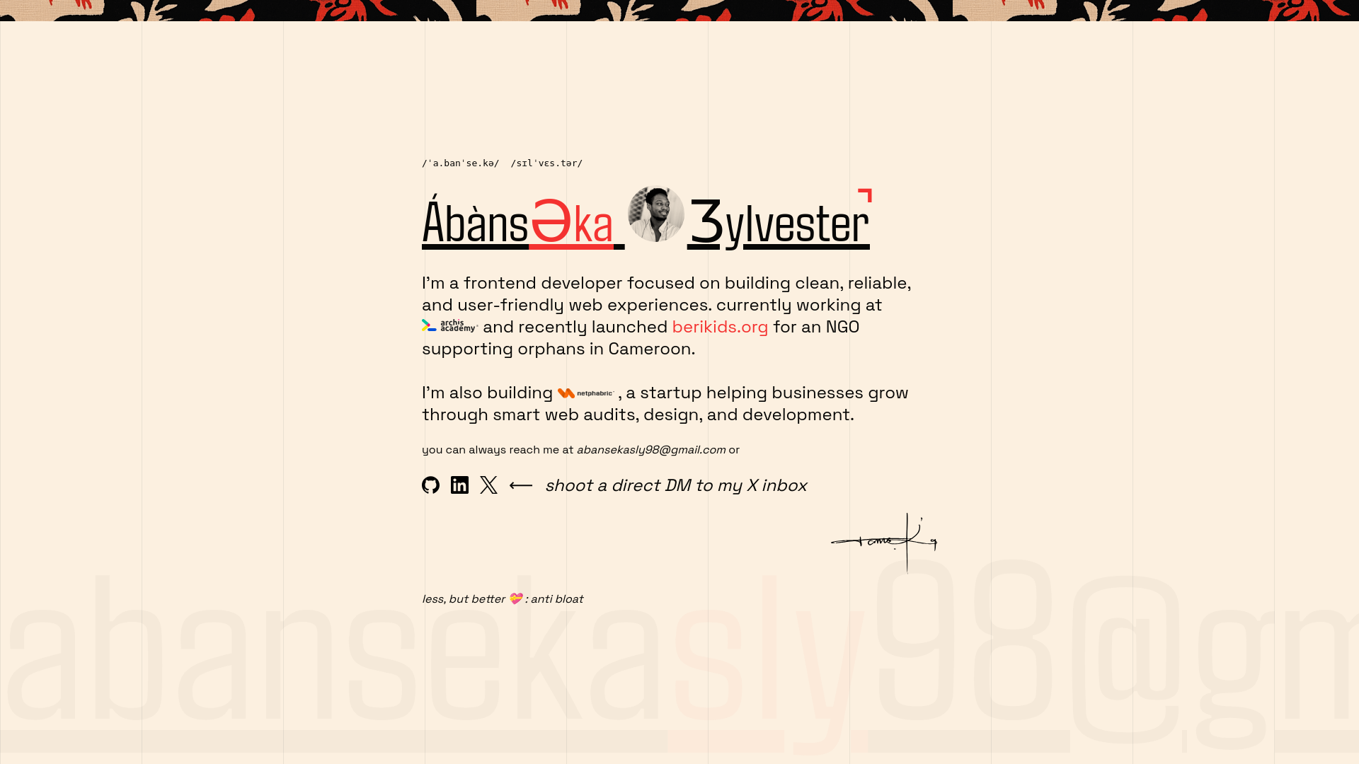 website screenshot of https://ekadev.me/
