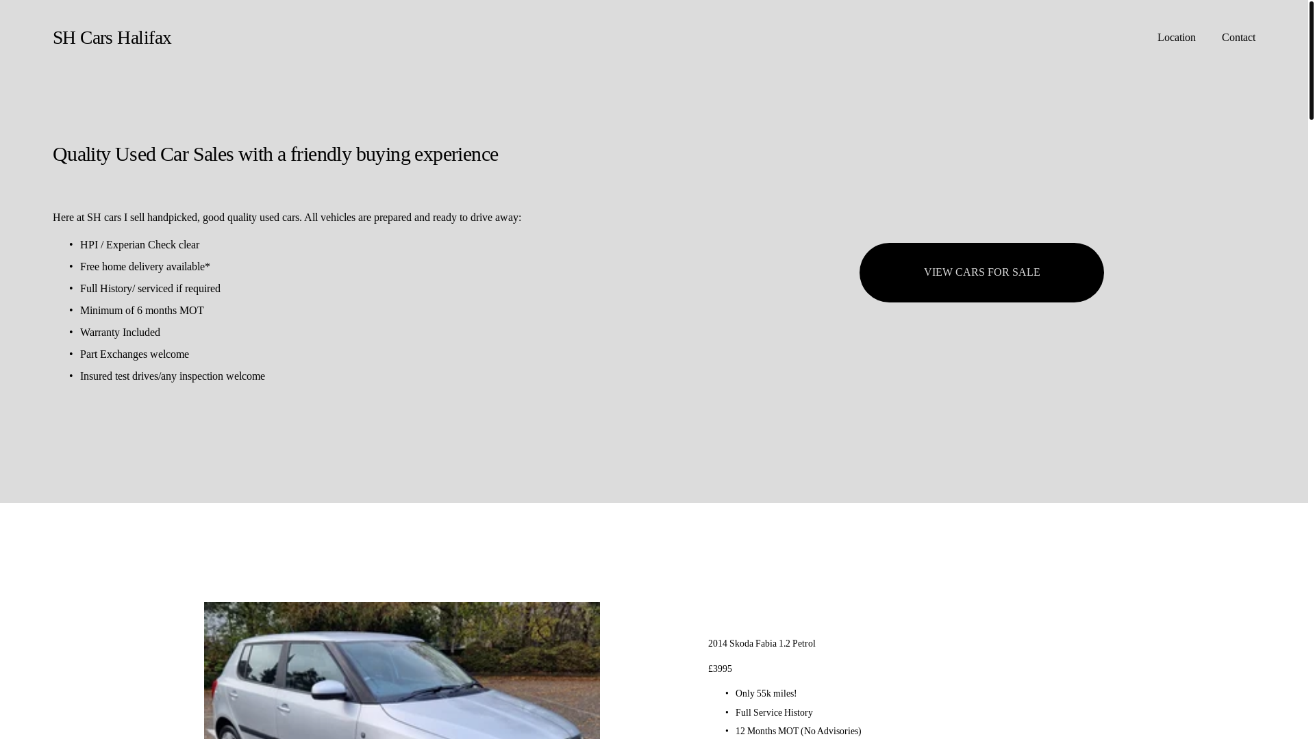 website screenshot of https://sh-cars.co.uk/