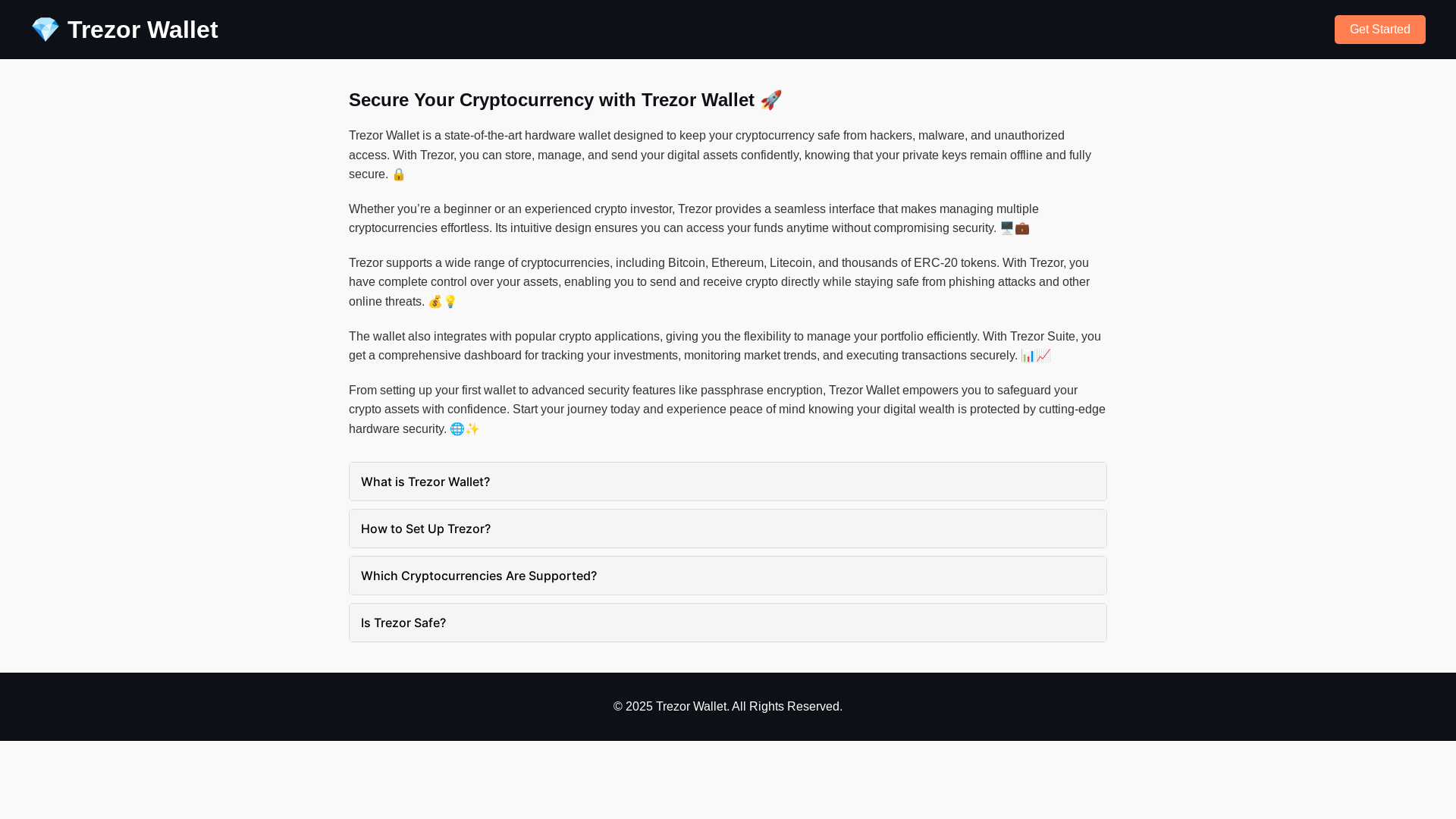 website screenshot of https://walletreview-trezr.pages.dev/