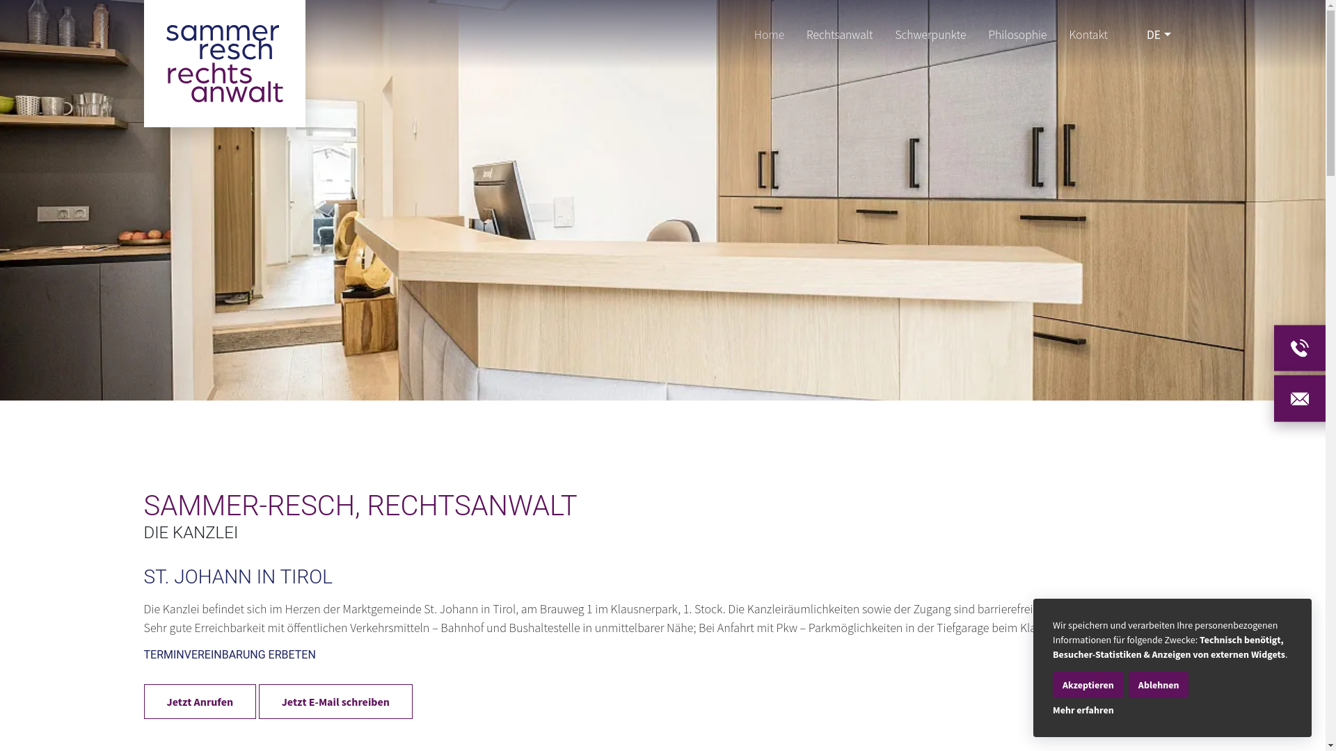 website screenshot of https://sammer-anwalt.at/