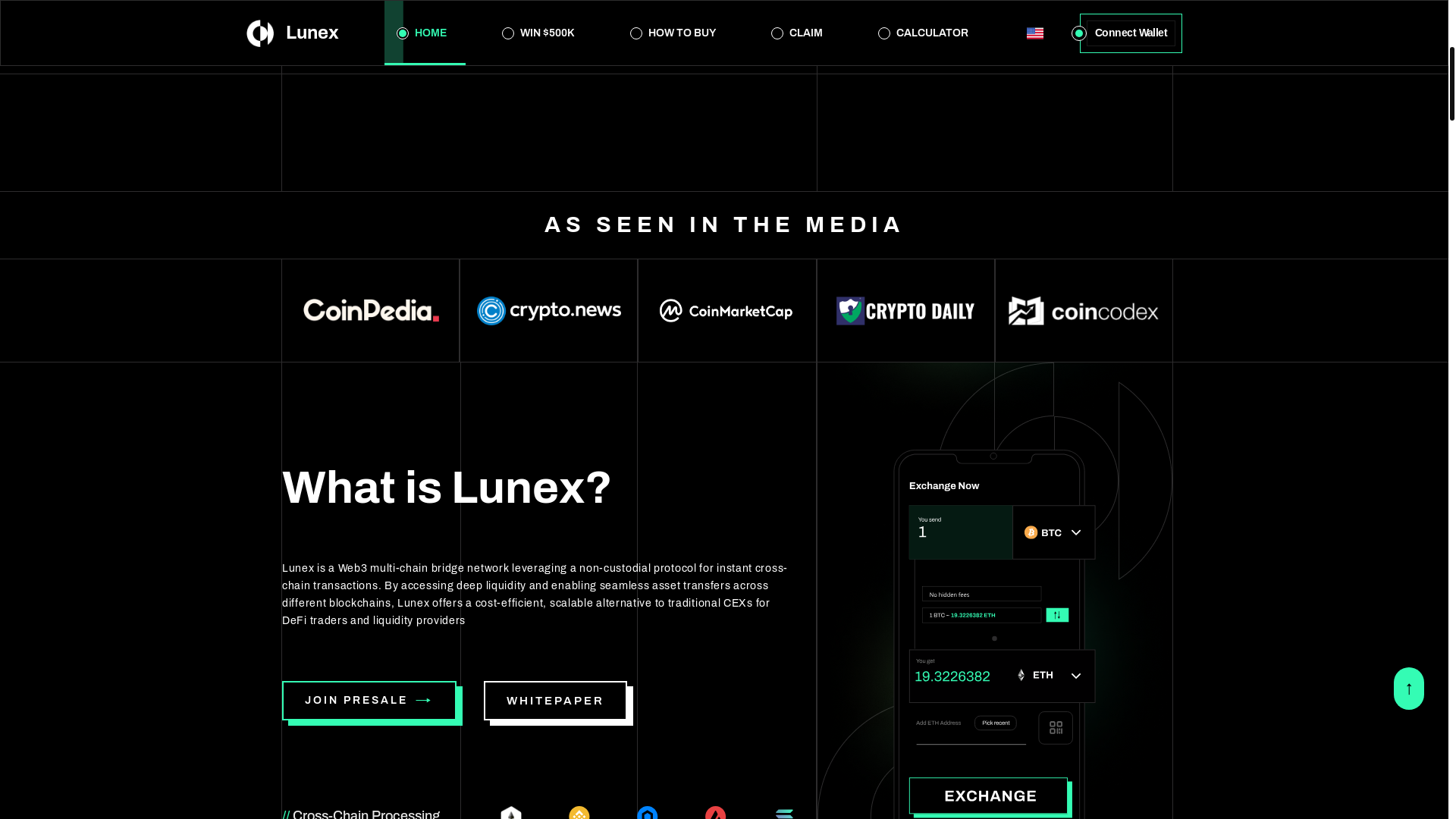 website screenshot of https://lunexapp.pages.dev/