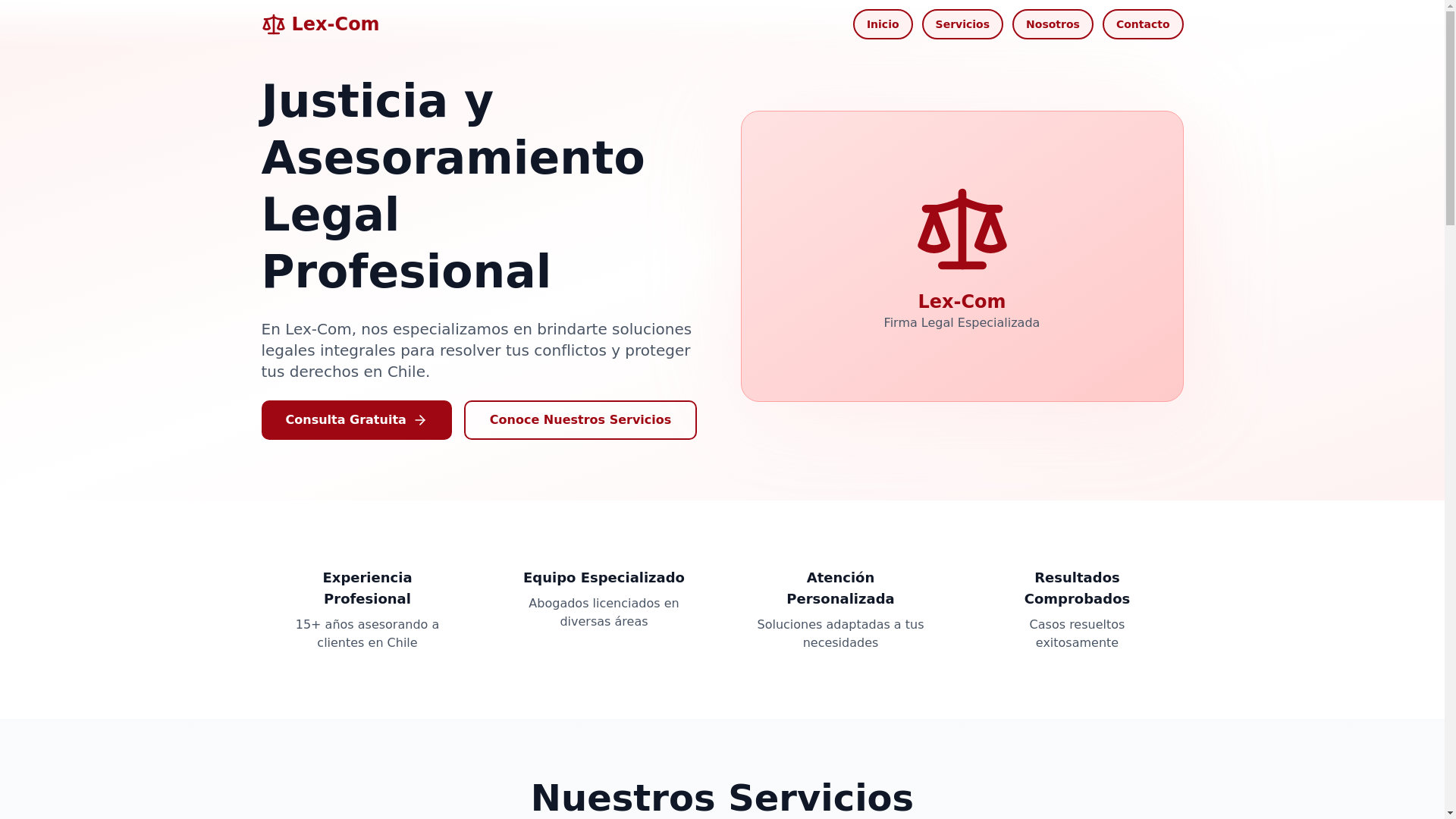 website screenshot of https://lex-com.cl/