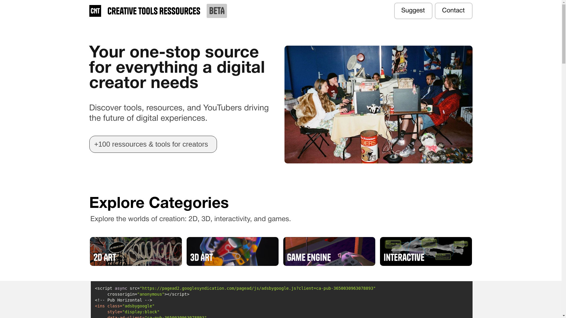 website screenshot of https://creativetoolsressources.com/