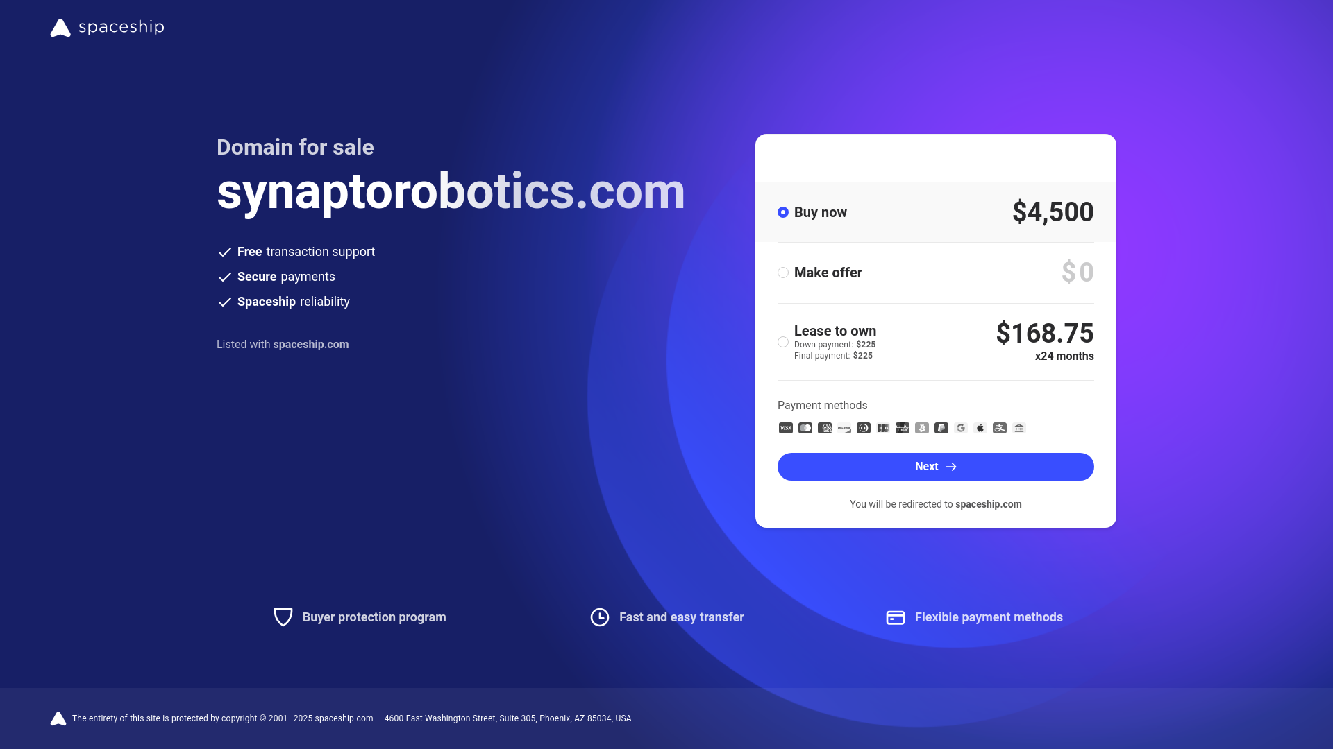 website screenshot of https://synaptorobotics.com/