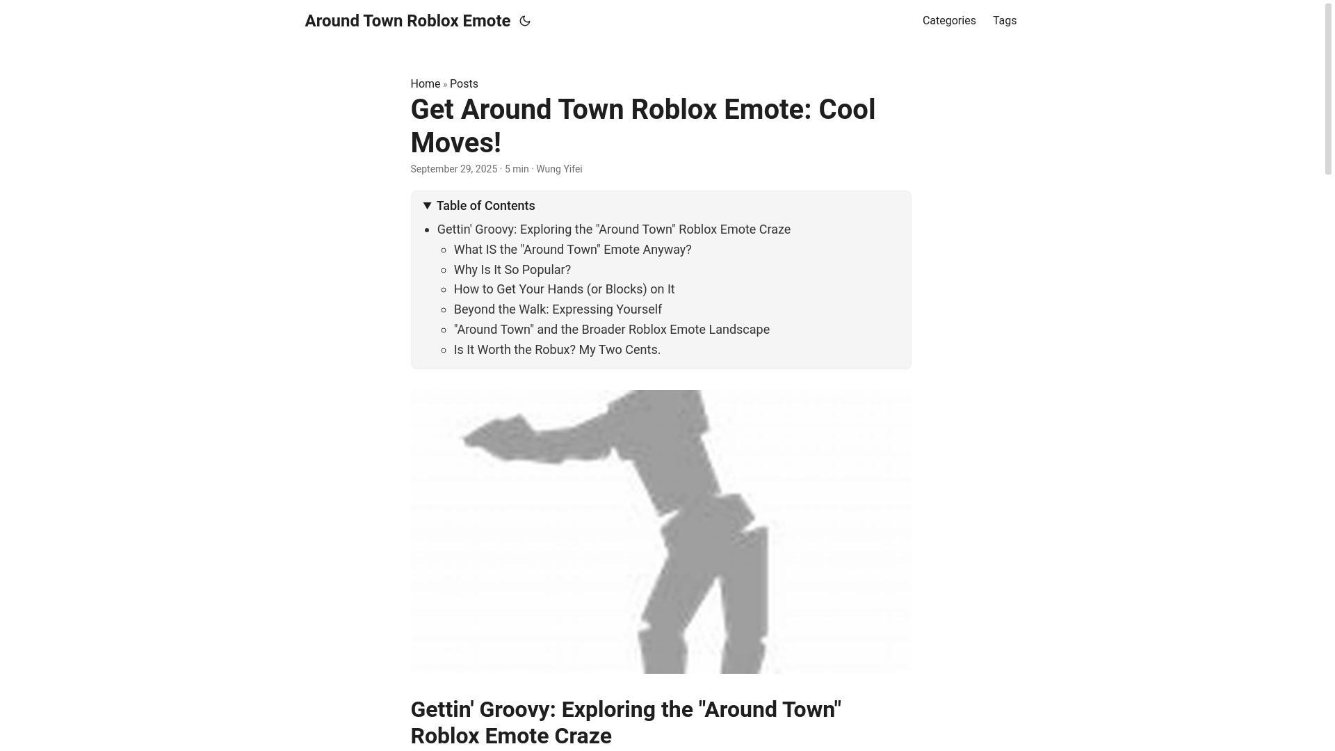 website screenshot of https://around-town-roblox-emote.pages.dev/